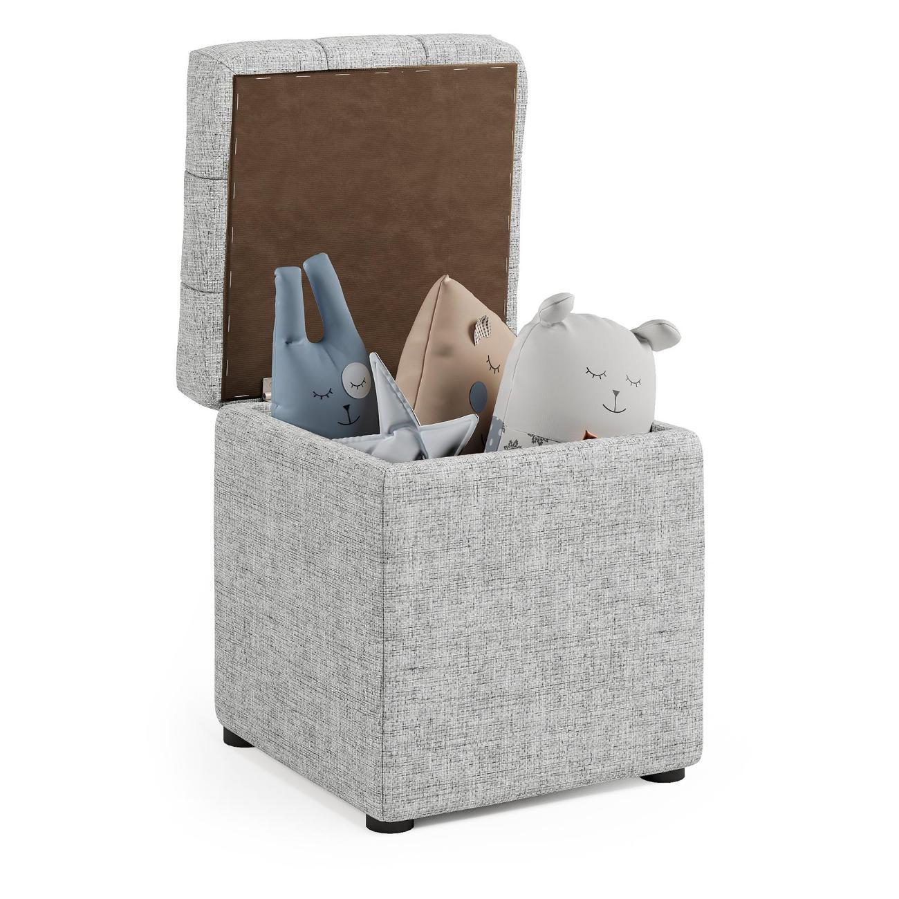 Пуф Шарм-Дизайн Квадро с ящиком шенилл серый