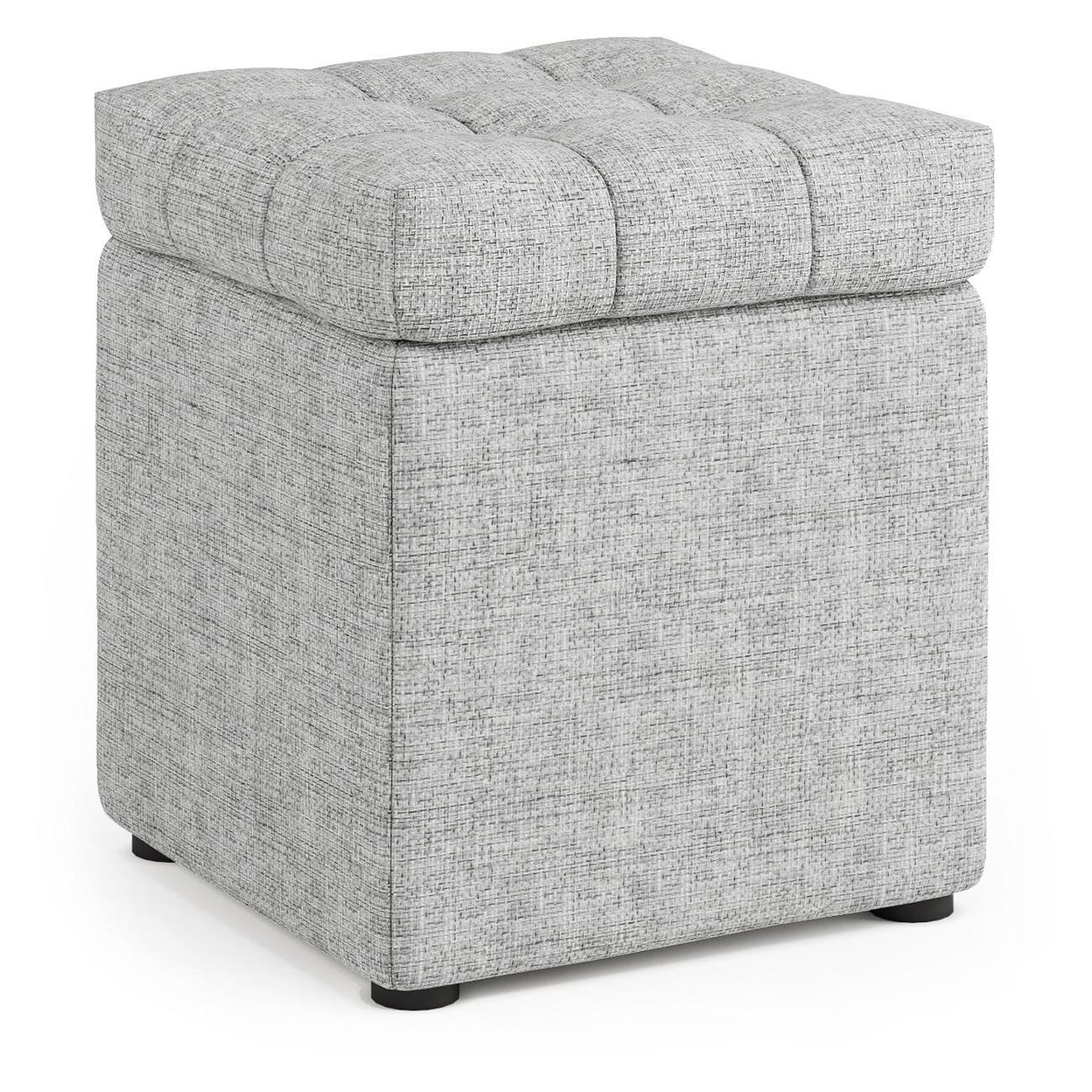 Пуф Шарм-Дизайн Квадро с ящиком шенилл серый