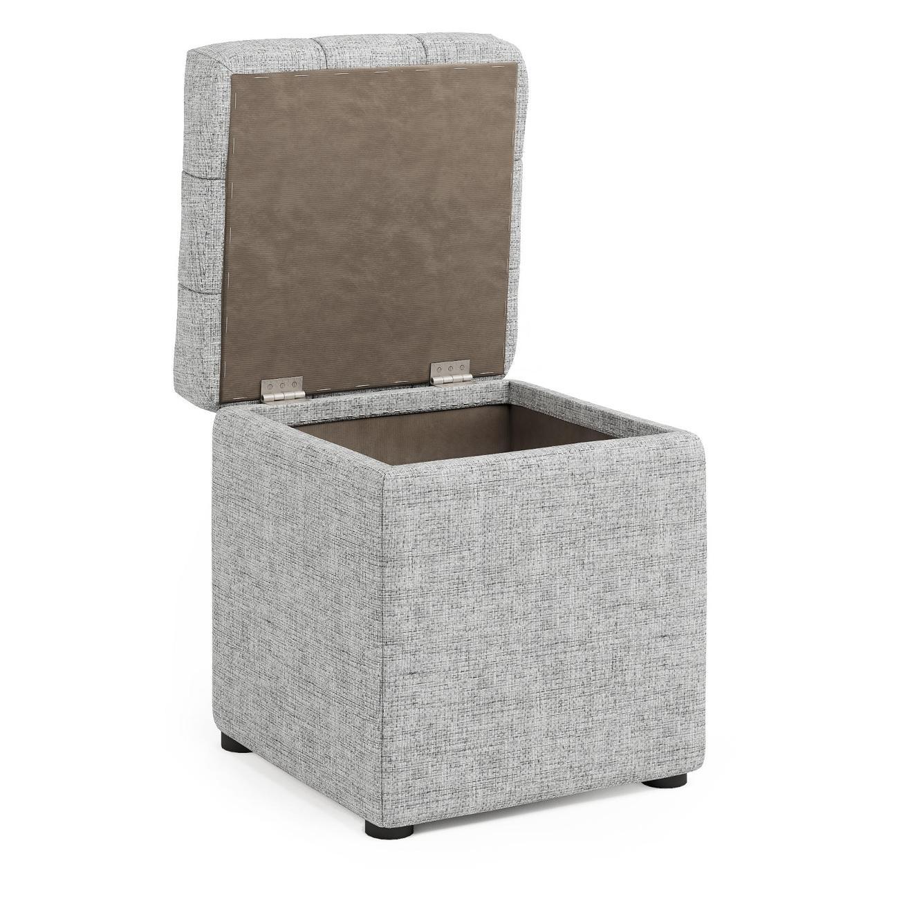 Пуф Шарм-Дизайн Квадро с ящиком шенилл серый