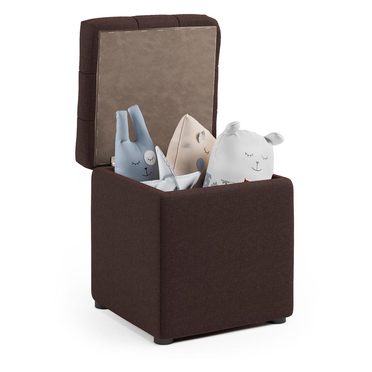 Пуф Шарм-Дизайн Квадро с ящиком шоколадная рогожка