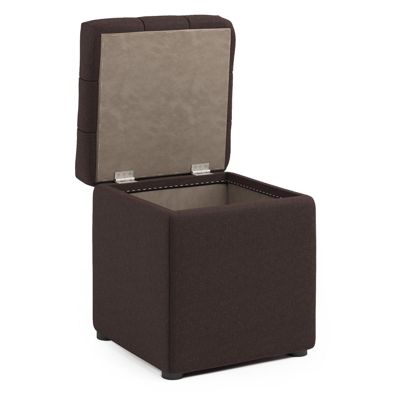 Пуф Шарм-Дизайн Квадро с ящиком шоколадная рогожка