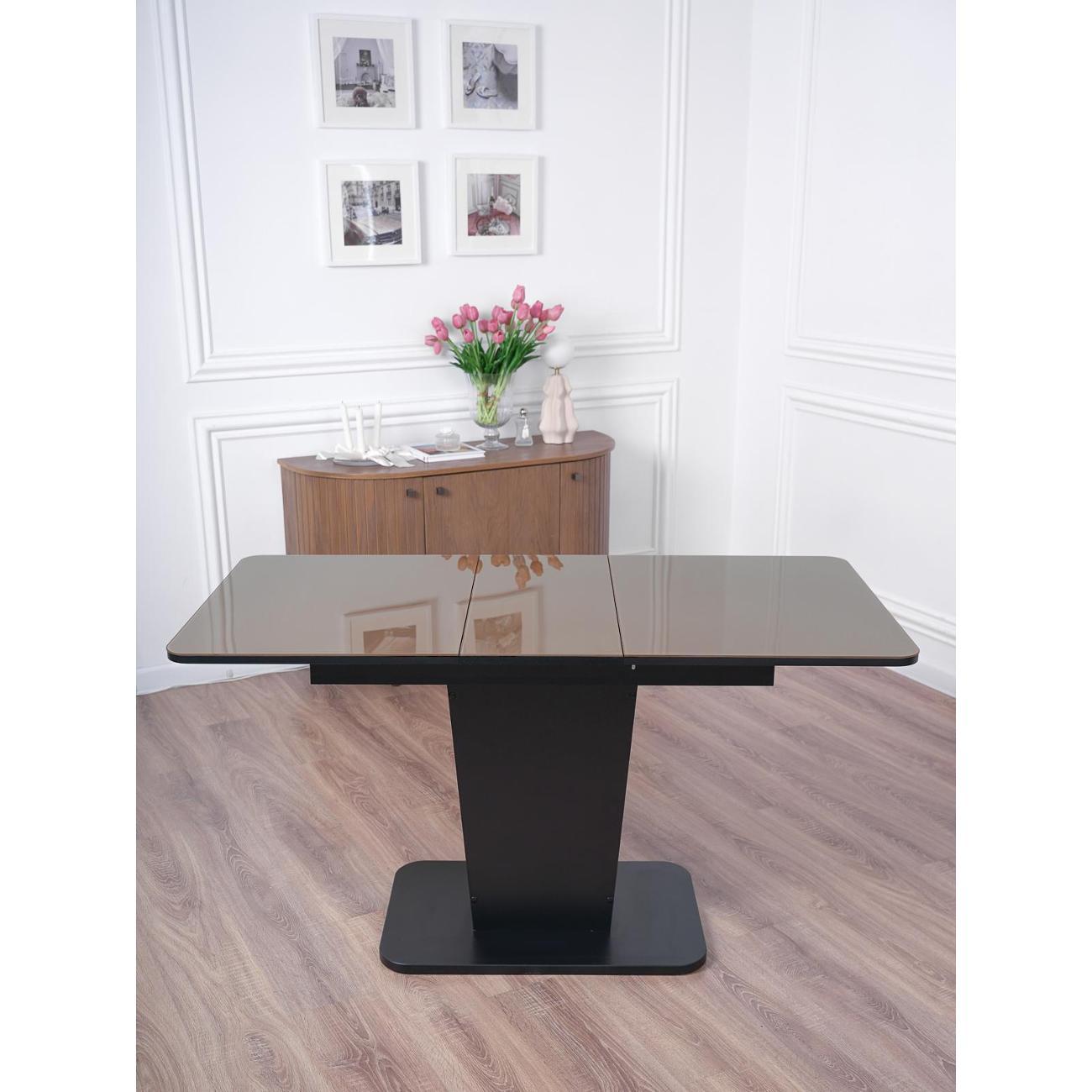 Стол обеденный Frenesie ГРАНТ 1100х700 Стекло Капучино ЛДСП черное