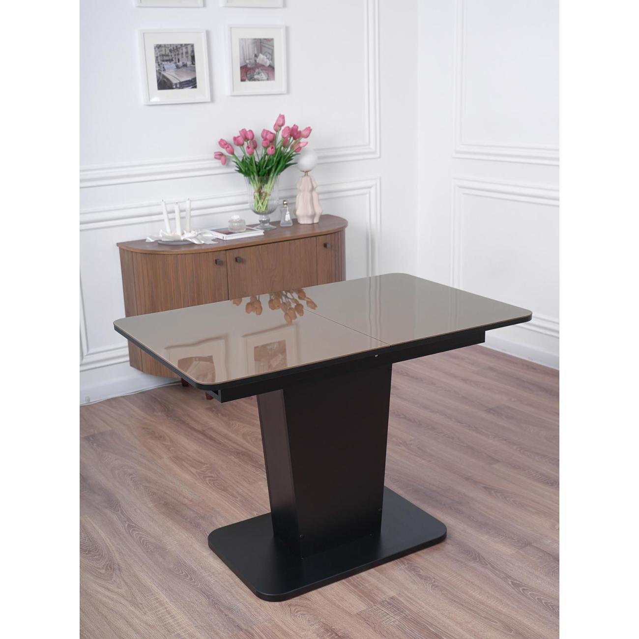 Стол обеденный Frenesie ГРАНТ 1100х700 Стекло Капучино ЛДСП черное