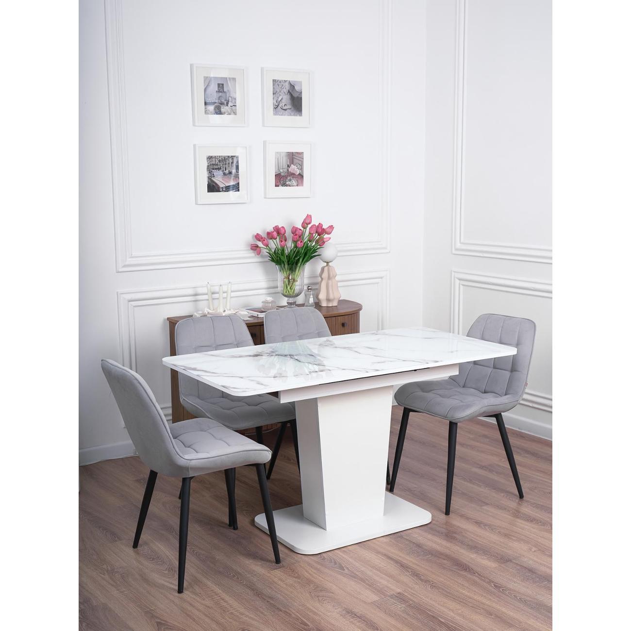 Стол обеденный Frenesie ГРАНТ 1100х700 Стекло ТМ69 ЛДСП белое