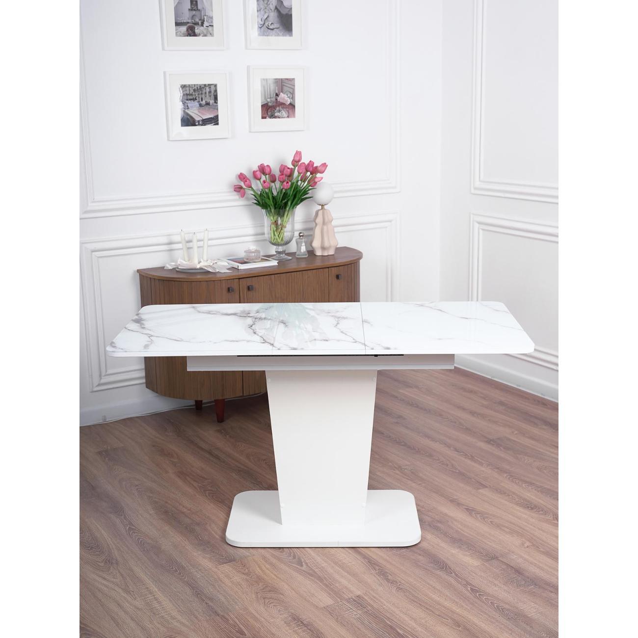 Стол обеденный Frenesie ГРАНТ 1100х700 Стекло ТМ69 ЛДСП белое