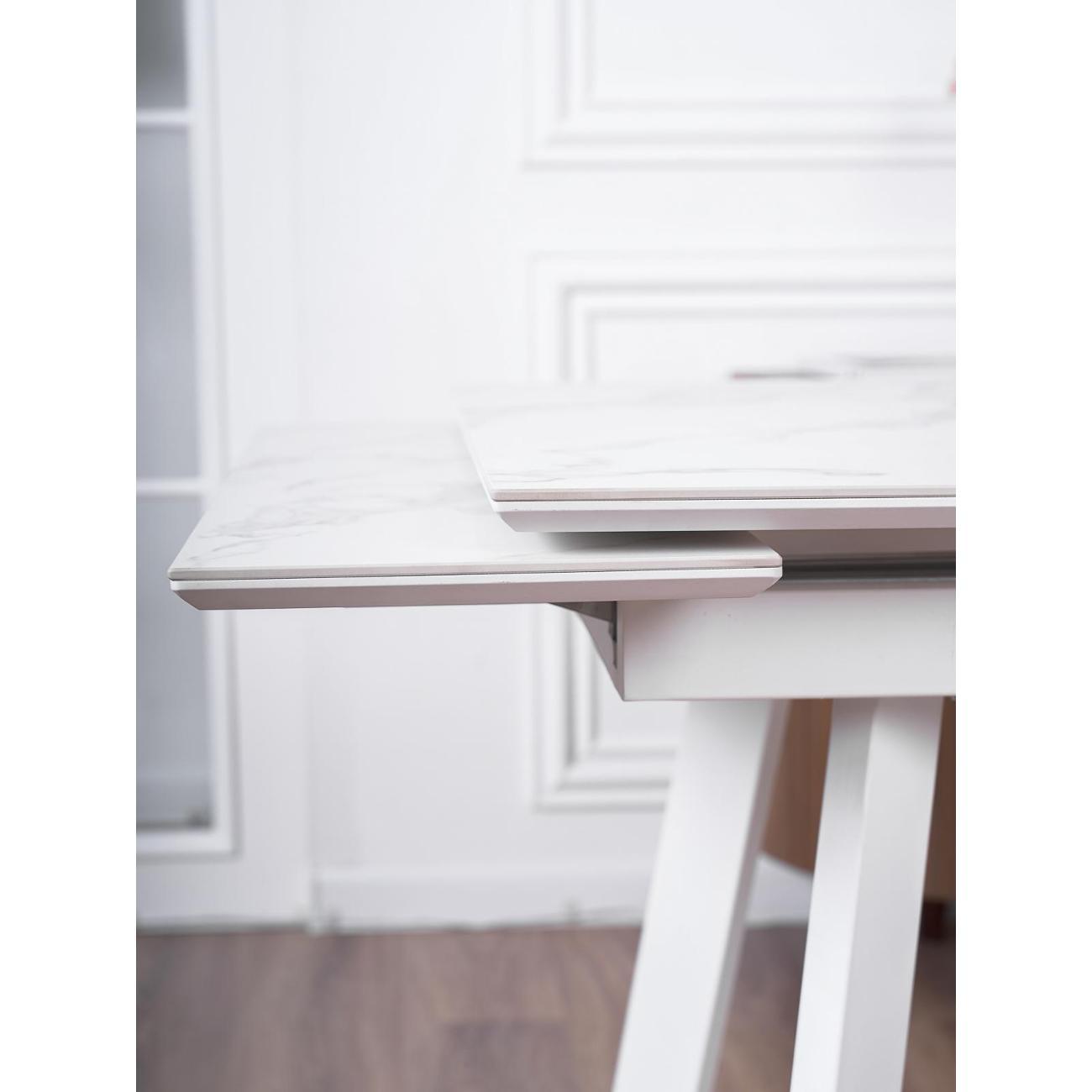 Стол обеденный Frenesie Рокс Белый Мрамор Опоры Белые