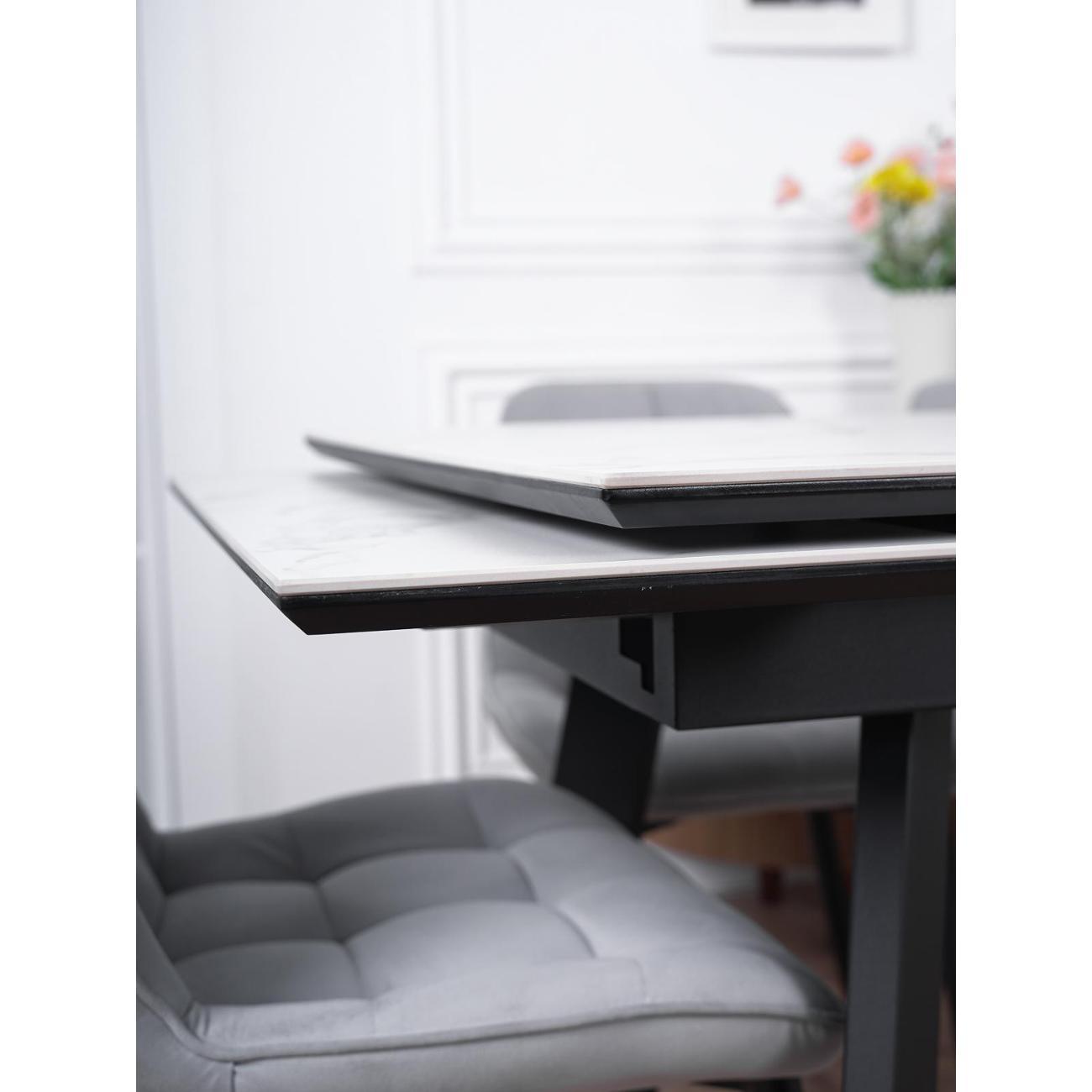 Стол обеденный Frenesie Рокс Белый Мрамор Опоры Черные