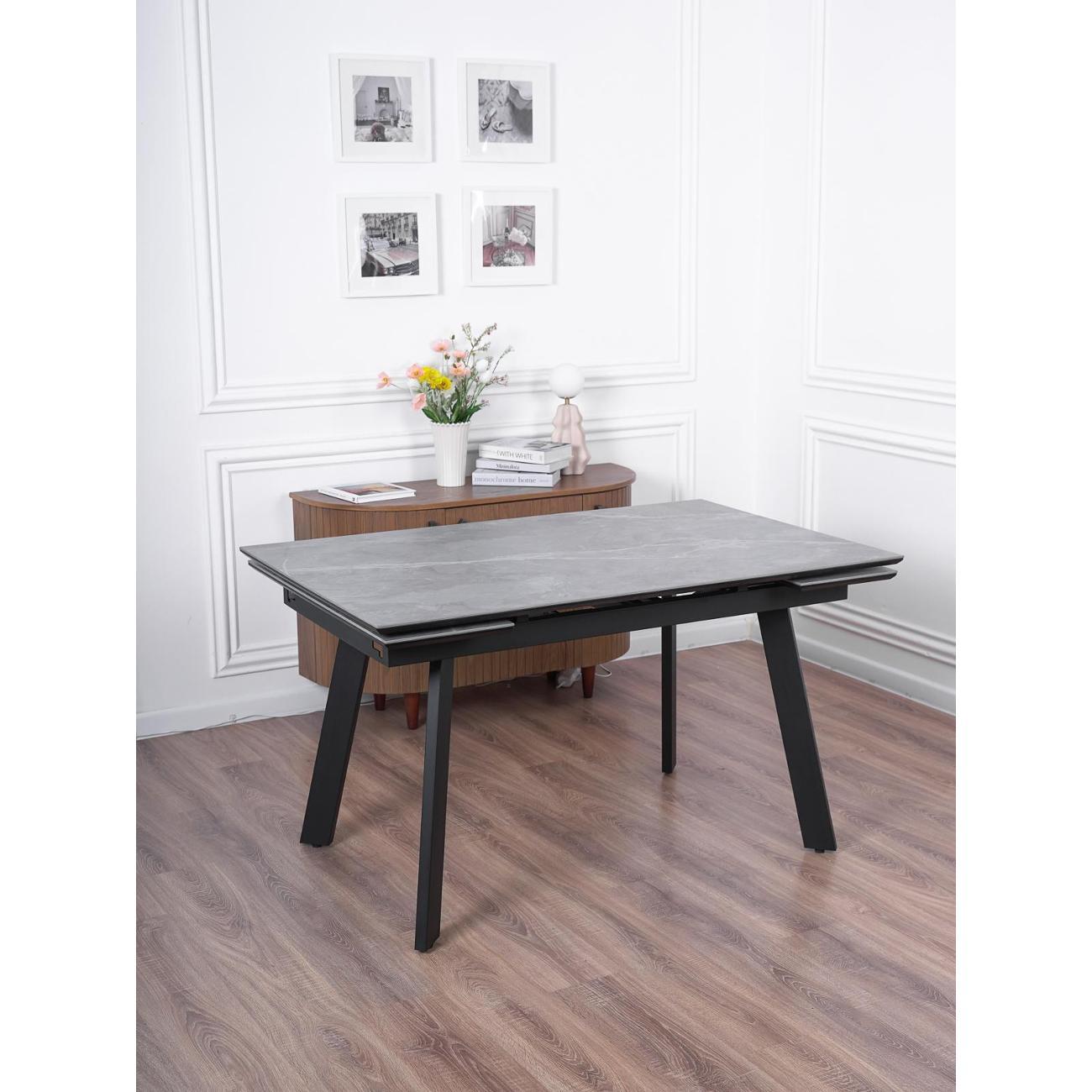 Стол обеденный Frenesie Рокс Серый Мрамор Опоры Черные