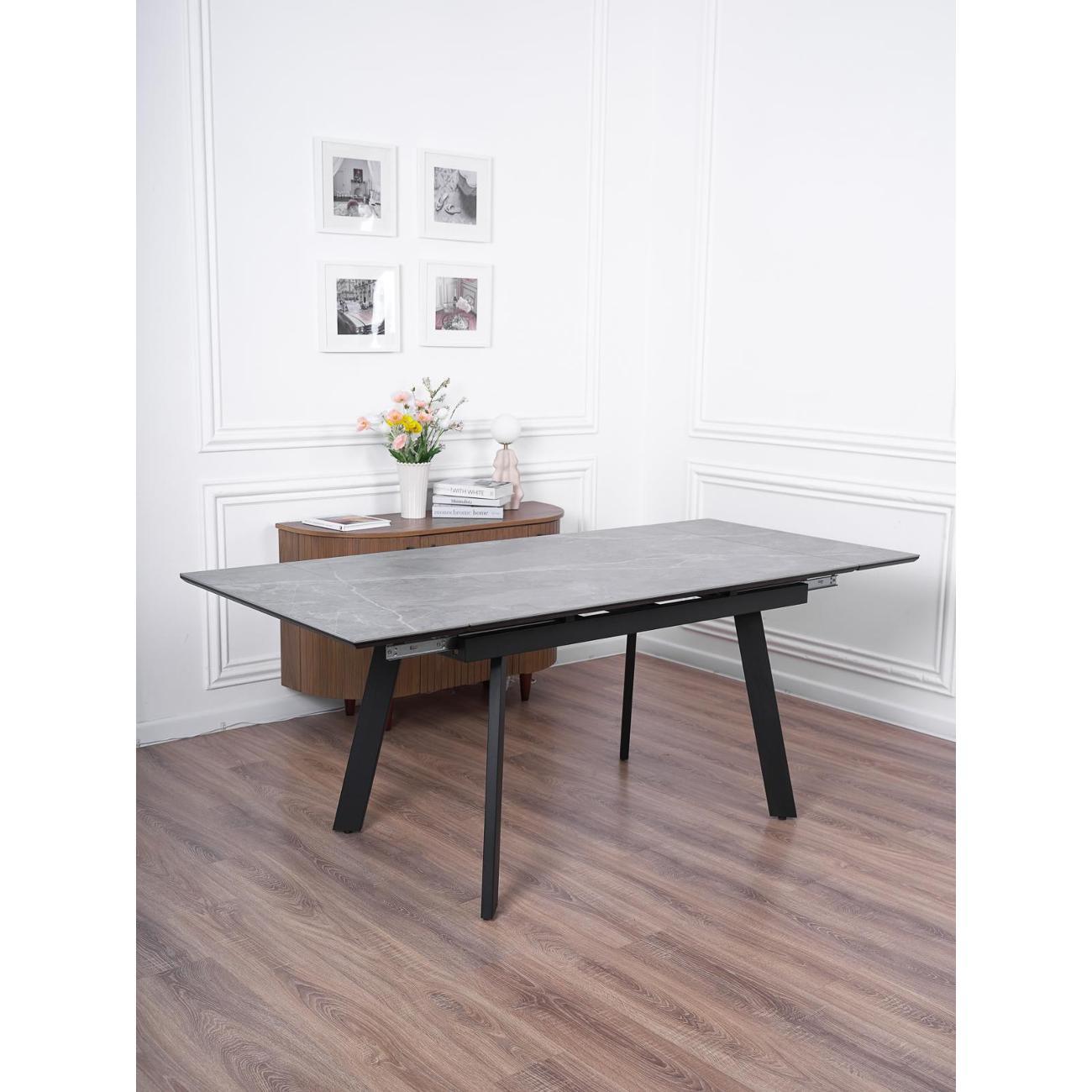 Стол обеденный Frenesie Рокс Серый Мрамор Опоры Черные