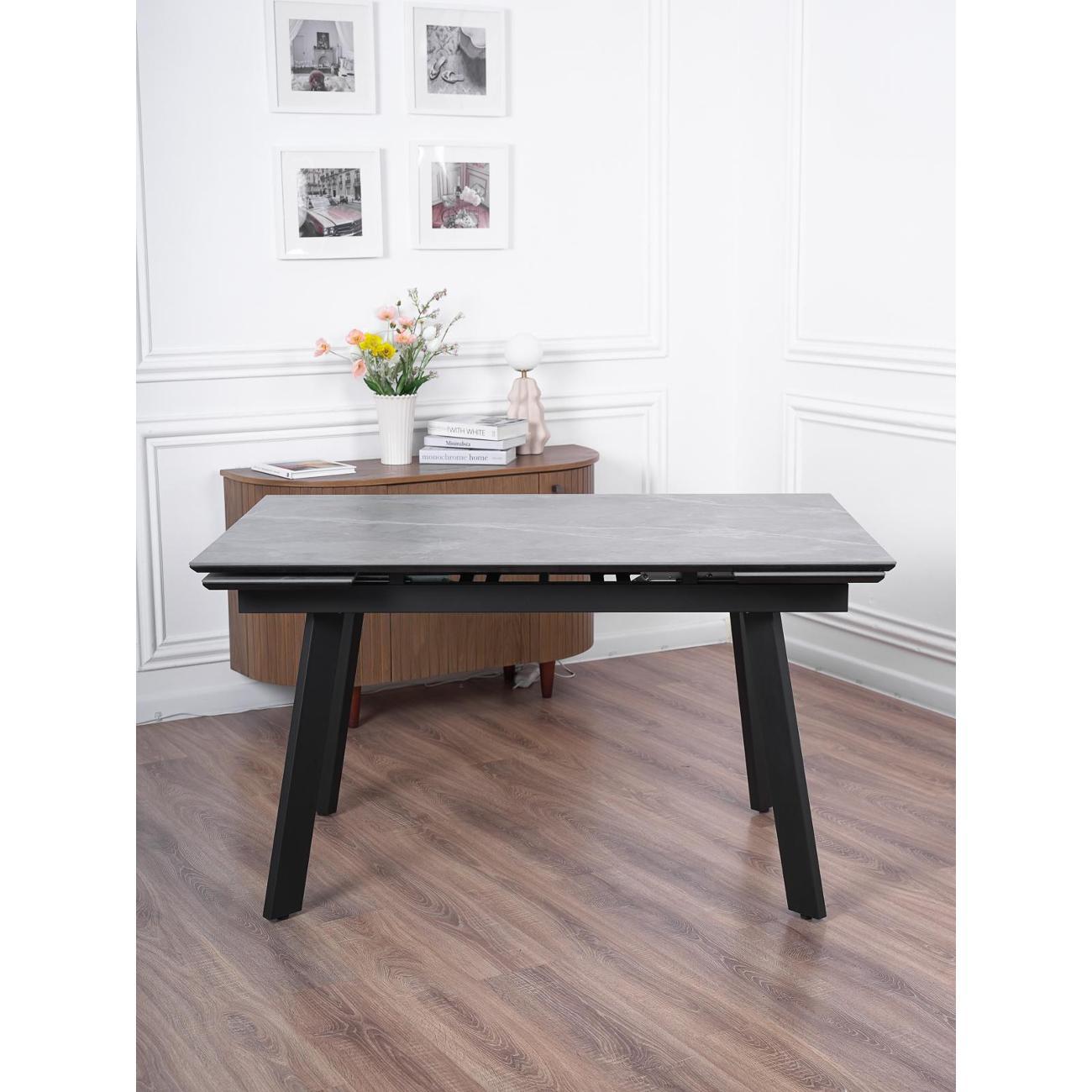 Стол обеденный Frenesie Рокс Серый Мрамор Опоры Черные