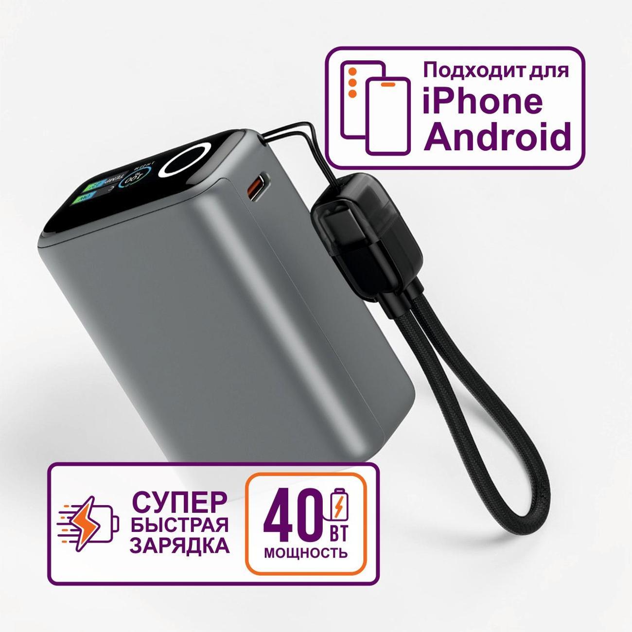 Внешний аккумулятор RIVACASE VA1031 Turbo 10000mAh AVS PD40W темно-серый