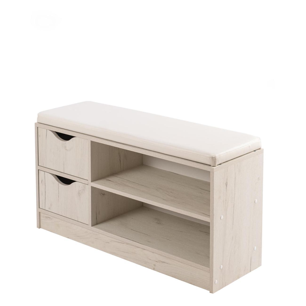 Обувница Frenesie для прихожей с сиденьем Деко 1, дуб крафт белый, 96х32,4х55 см.