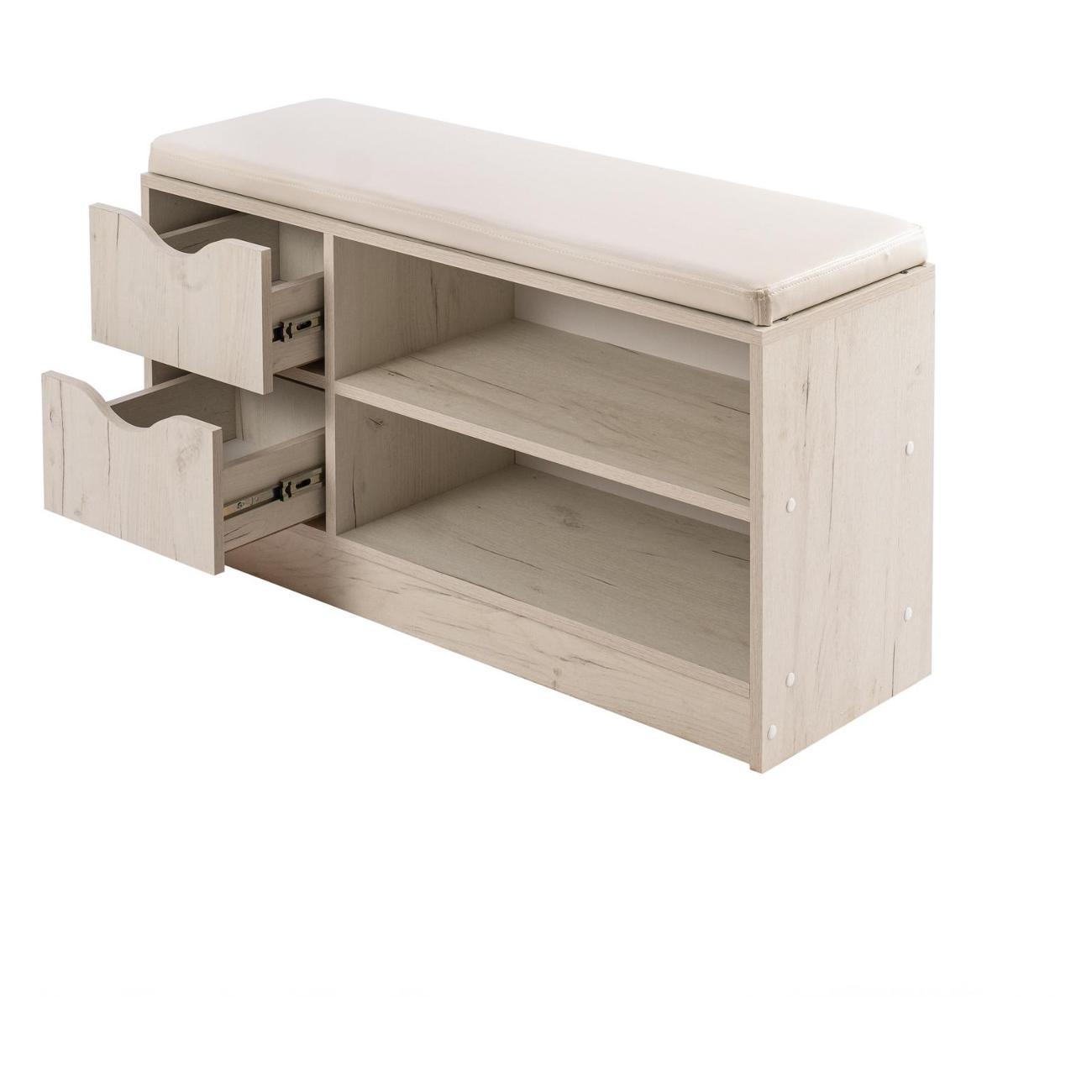Обувница Frenesie для прихожей с сиденьем Деко 1, дуб крафт белый, 96х32,4х55 см.