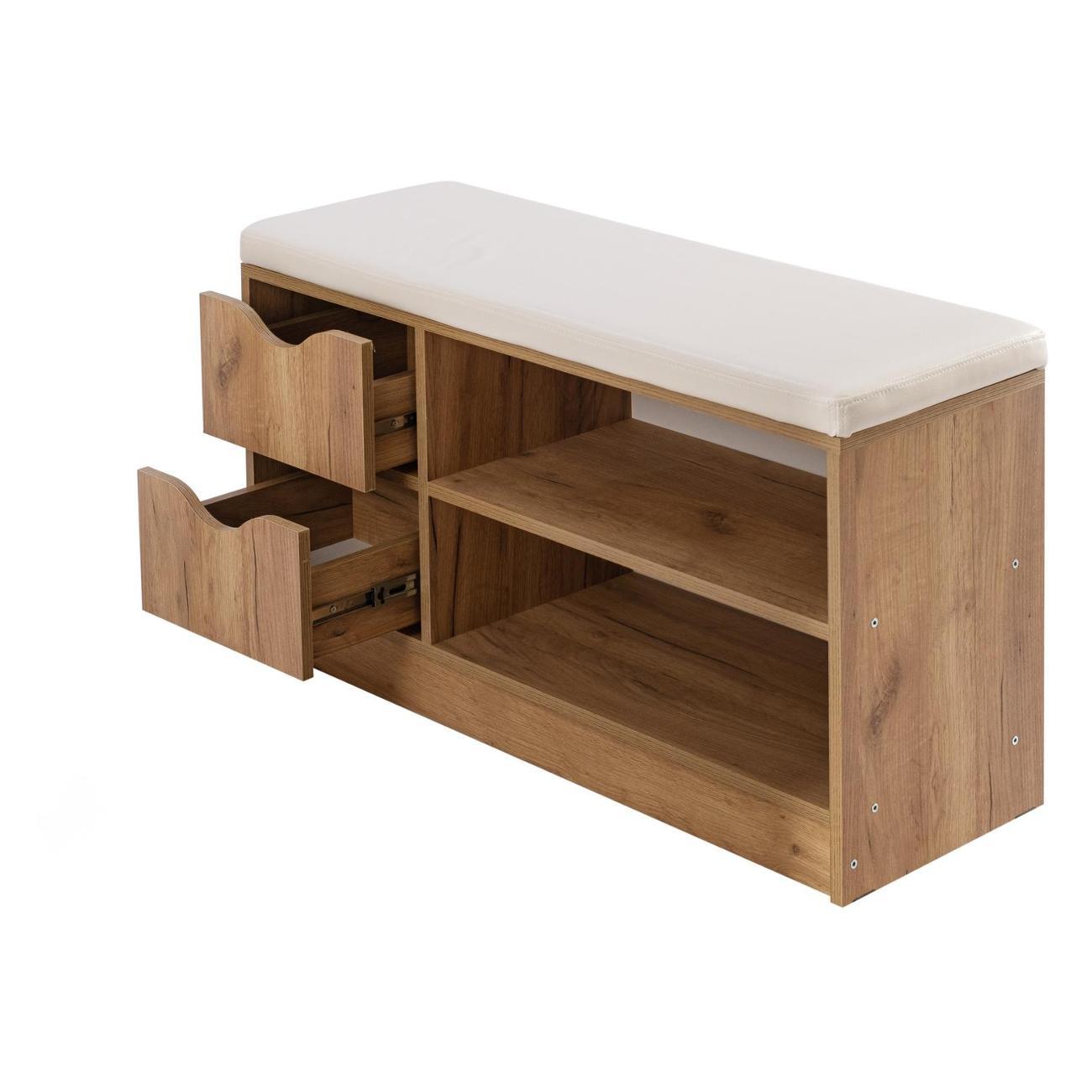 Обувница Frenesie для прихожей с сиденьем Деко 1, дуб крафт золотой, 96х32,4х55 см.