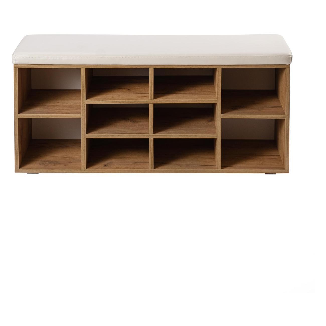 Обувница Frenesie для прихожей с сиденьем Деко 2, дуб крафт золотой, 104х30х50,6 см.