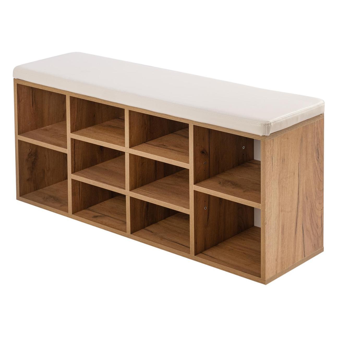 Обувница Frenesie для прихожей с сиденьем Деко 2, дуб крафт золотой, 104х30х50,6 см.