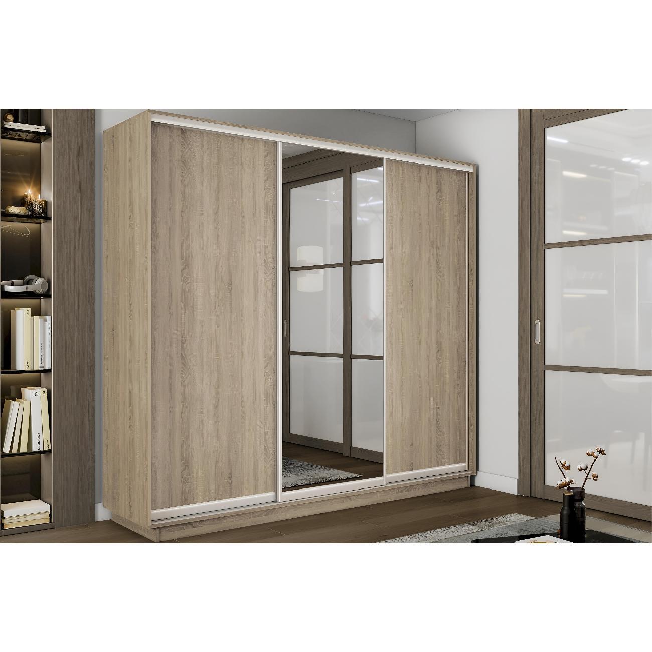 Шкаф-купе Е1 2,4 Экспресс 3-х дверный 240х240х45 ЛДСП/зеркало Сонома