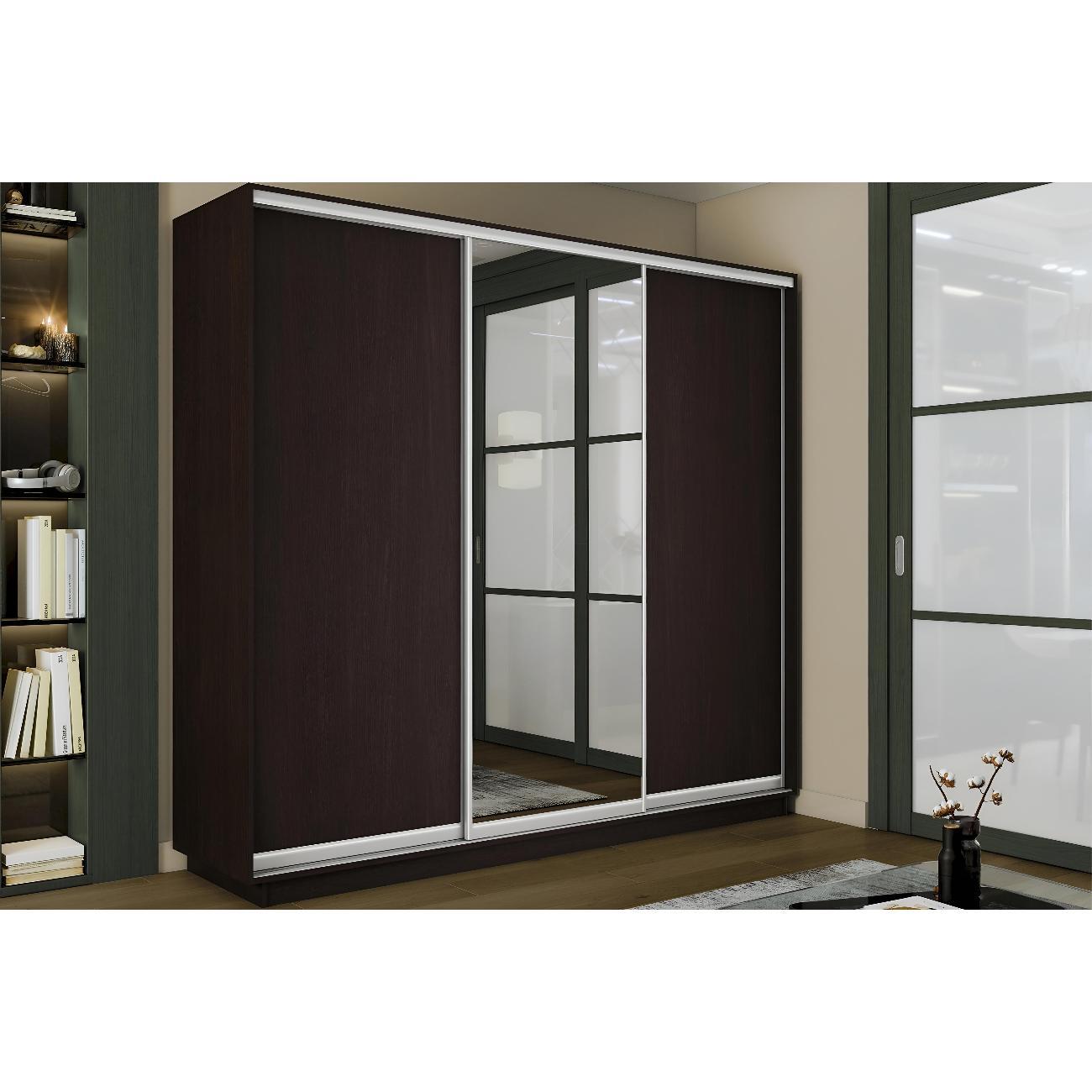 Шкаф-купе Е1 1,8 Экспресс 3-х дверный 180х220х60 ЛДСП/зеркало венге