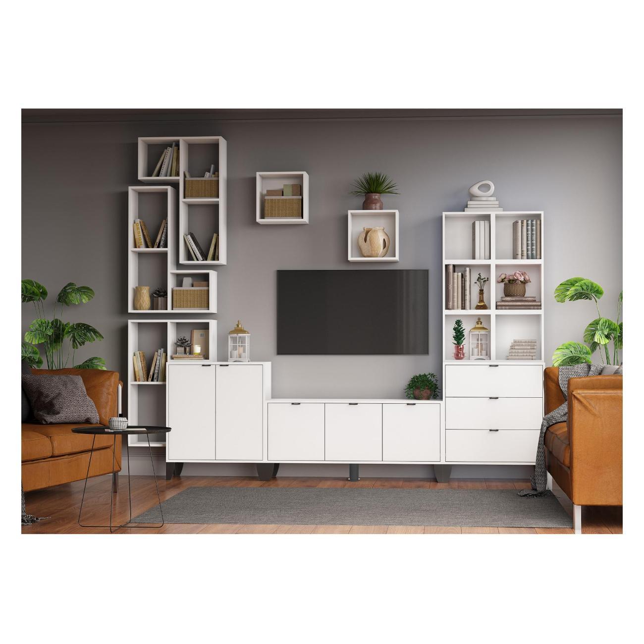 Комплект мебели для гостинной ТЭКС мебель в современном стиле, шариковые направляющие, Белый