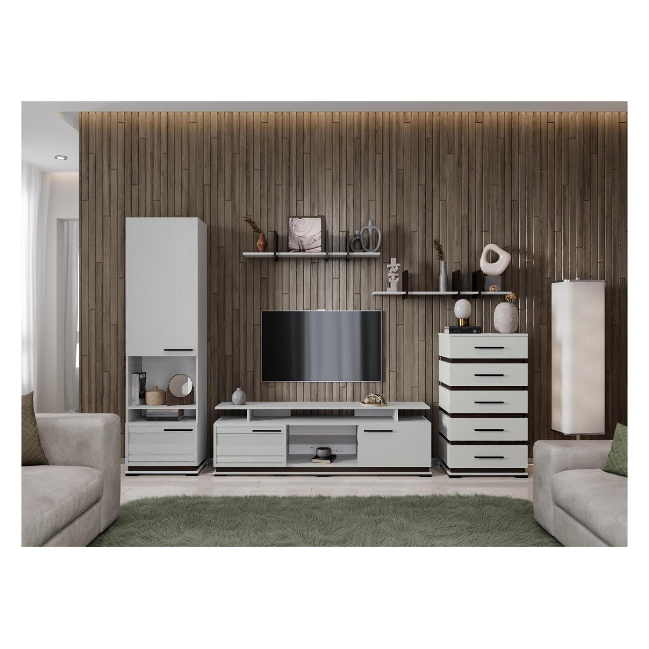 Комплект мебели для гостинной ТЭКС мебель композиция 3, современный стиль, ясень анкор светлый/венге