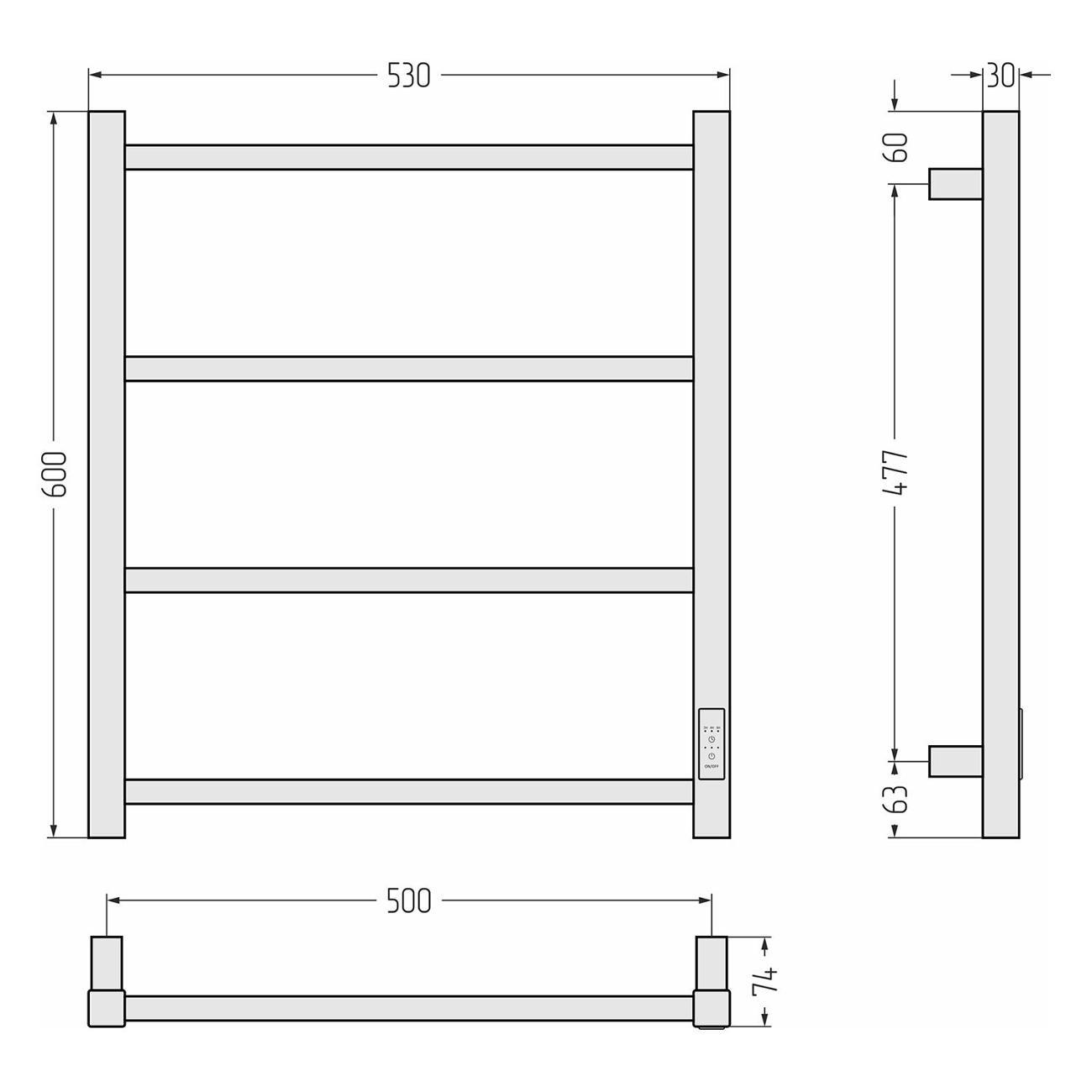 Полотенцесушитель Стилье электрический Формат 26 600х500 правый Матовый бе