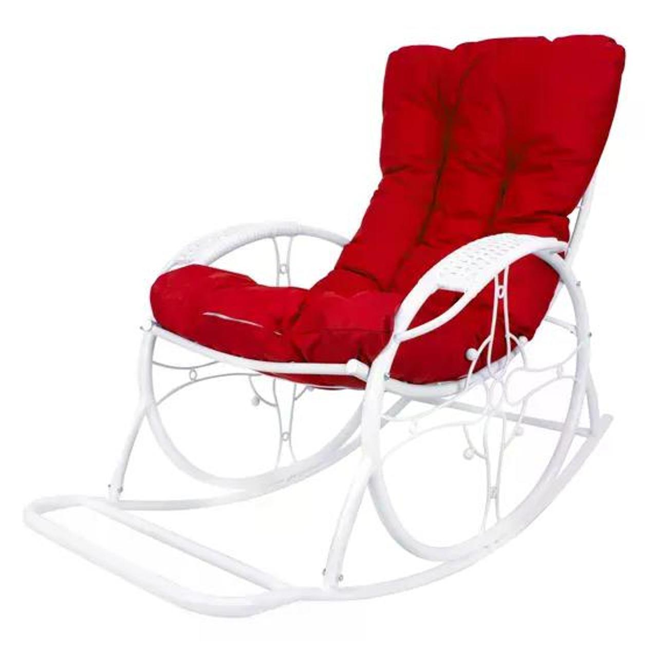 Кресло M-Group Кресло-качалка ЛЮКС белое, красная