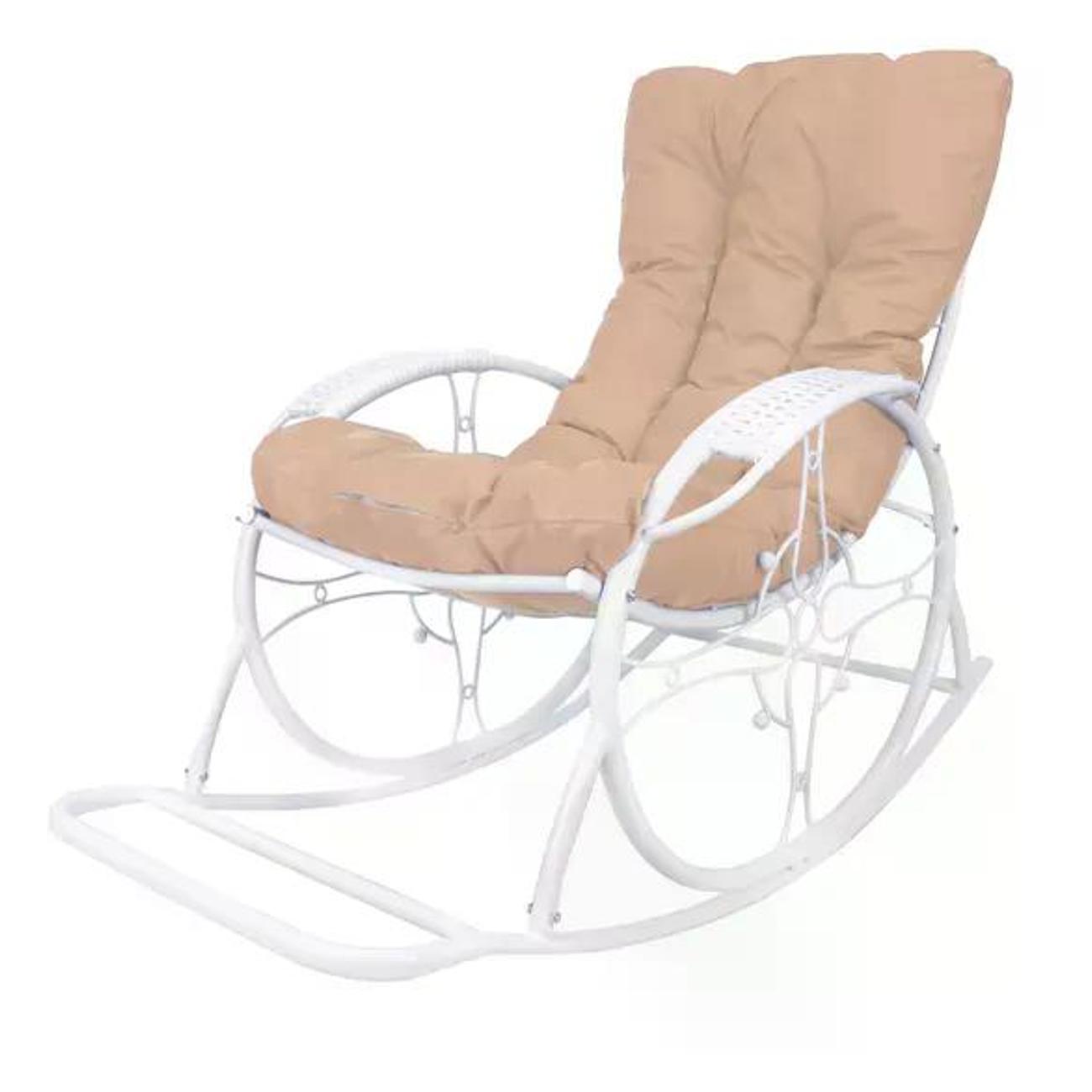 Кресло M-Group Кресло-качалка ЛЮКС белое, бежевая