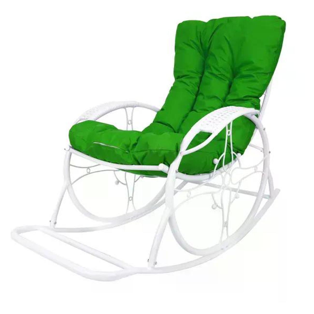 Кресло M-Group Кресло-качалка ЛЮКС белое, зеленая
