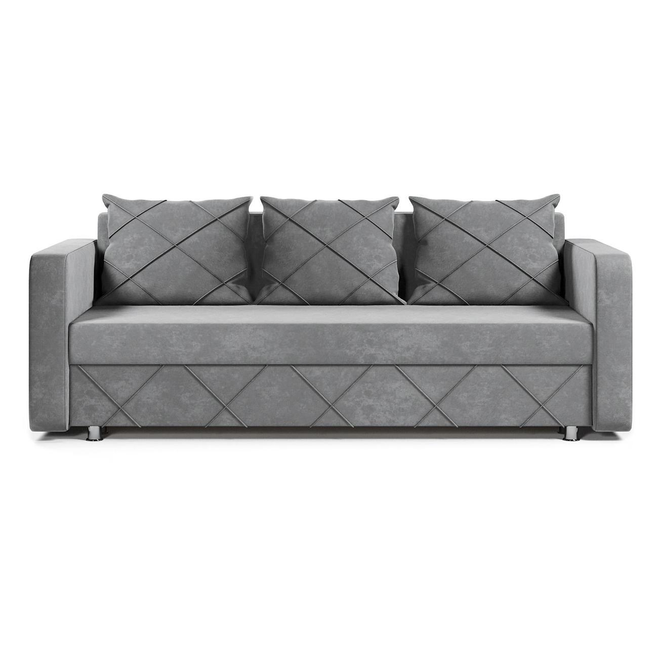 Диван МЕБЛАЙНС Стелла прямой раскладной, велюр серый , 145