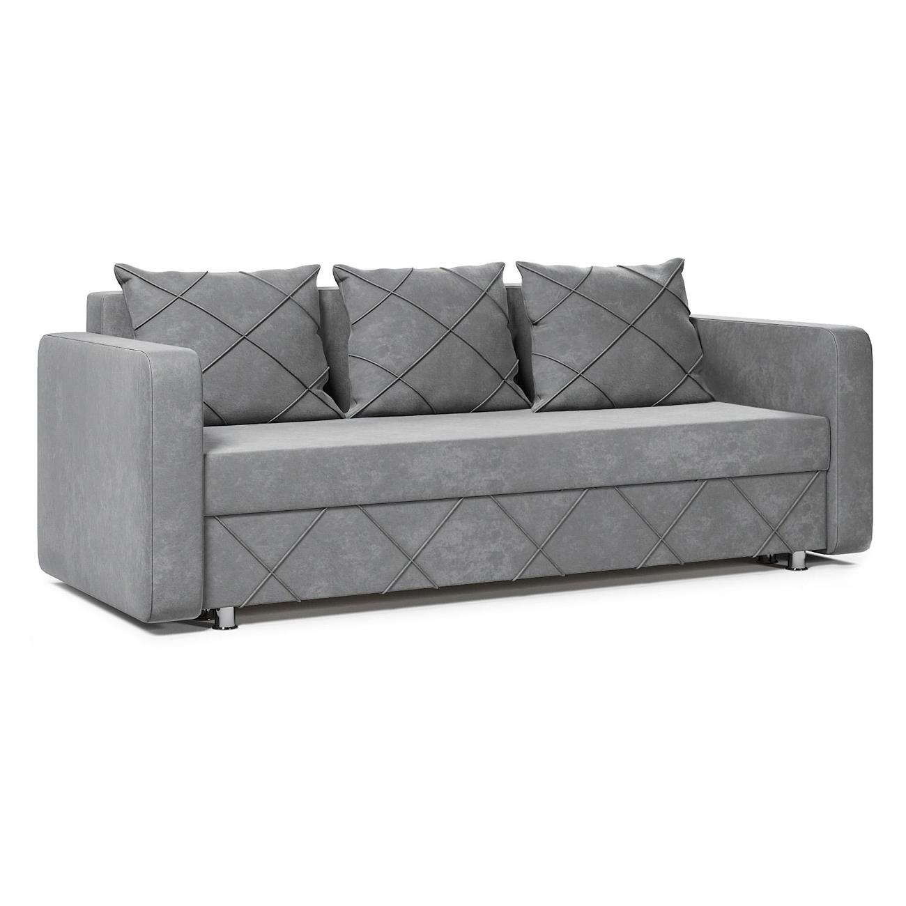 Диван МЕБЛАЙНС Стелла прямой раскладной, велюр серый , 145