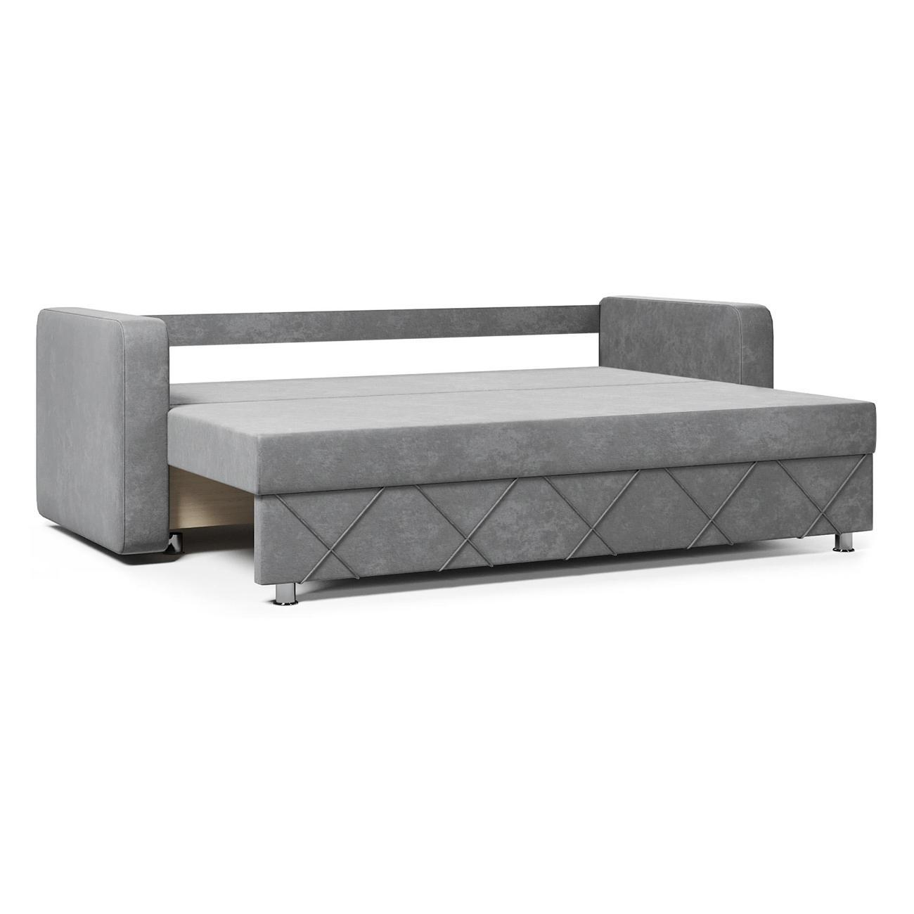 Диван МЕБЛАЙНС Стелла прямой раскладной, велюр серый , 145