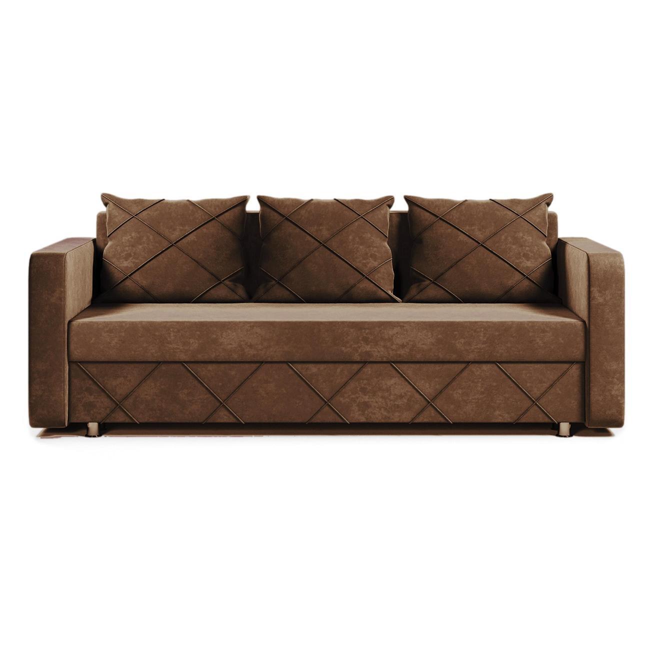 Диван МЕБЛАЙНС Стелла прямой раскладной, велюр коричневый, 145