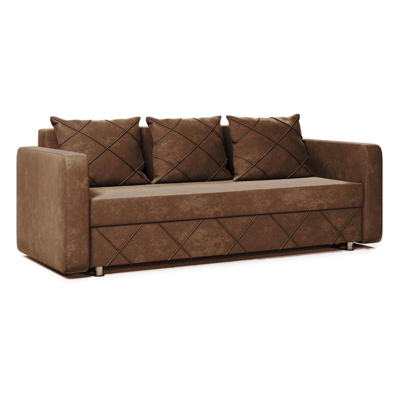 Диван МЕБЛАЙНС Стелла прямой раскладной, велюр коричневый, 145