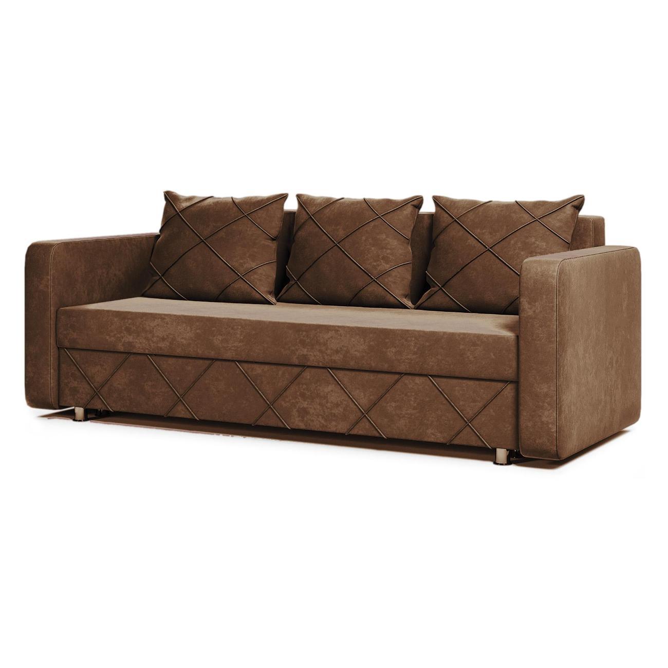 Диван МЕБЛАЙНС Стелла прямой раскладной, велюр коричневый, 145