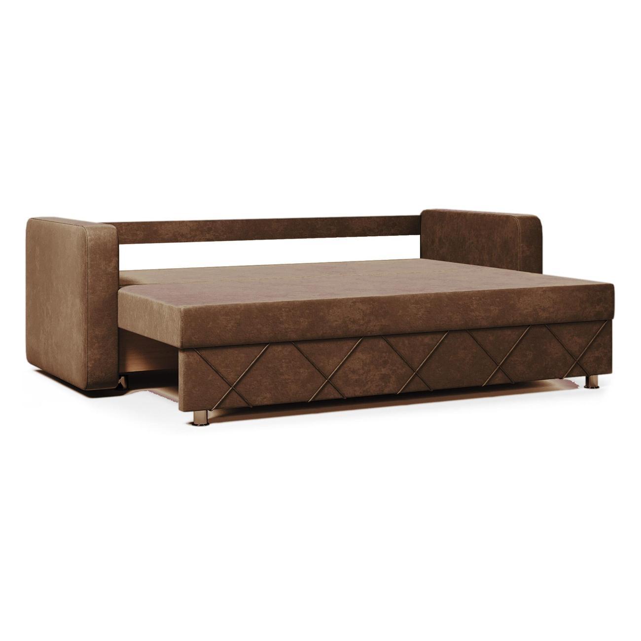 Диван МЕБЛАЙНС Стелла прямой раскладной, велюр коричневый, 145