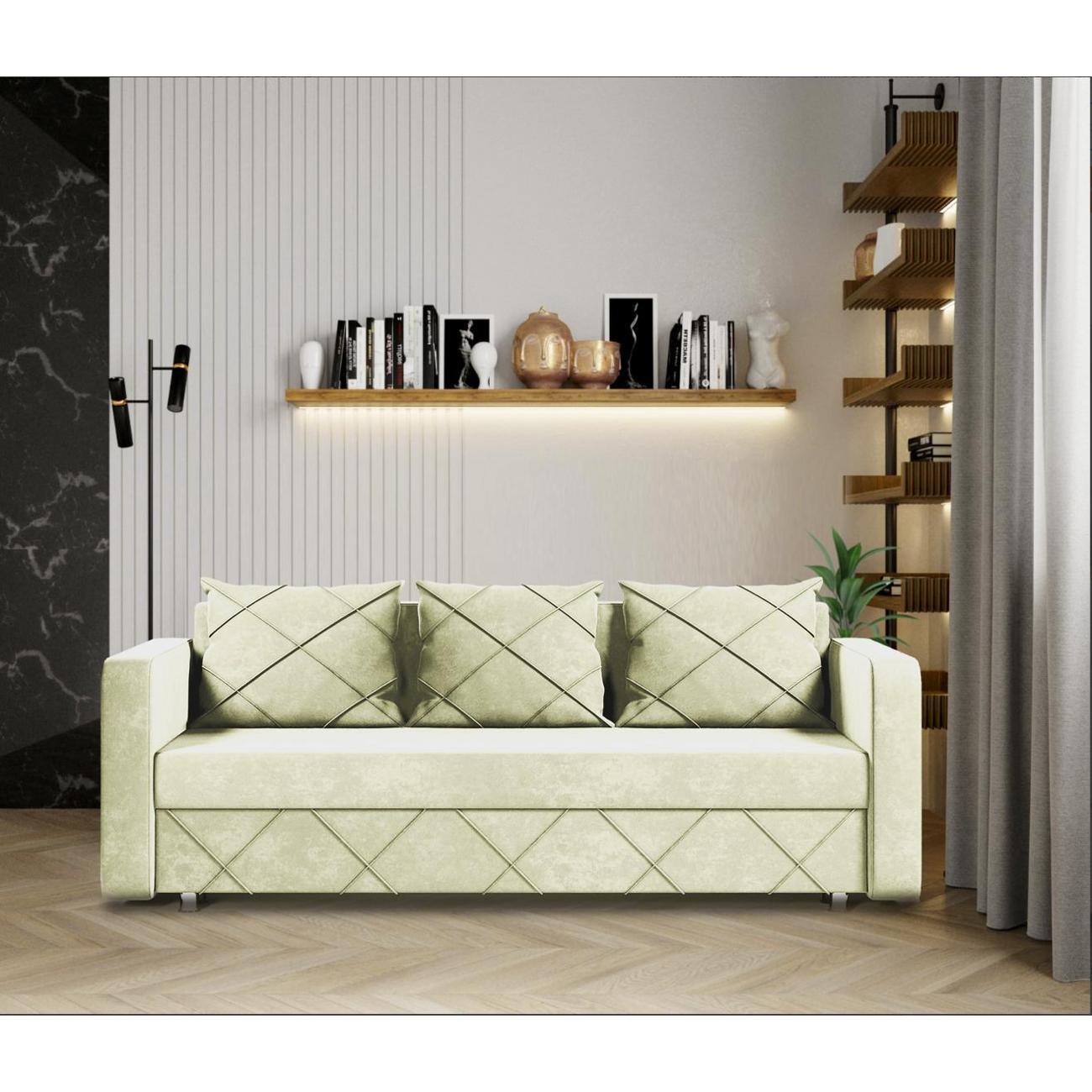 Диван МЕБЛАЙНС Стелла прямой раскладной, велюр бежевый, 145