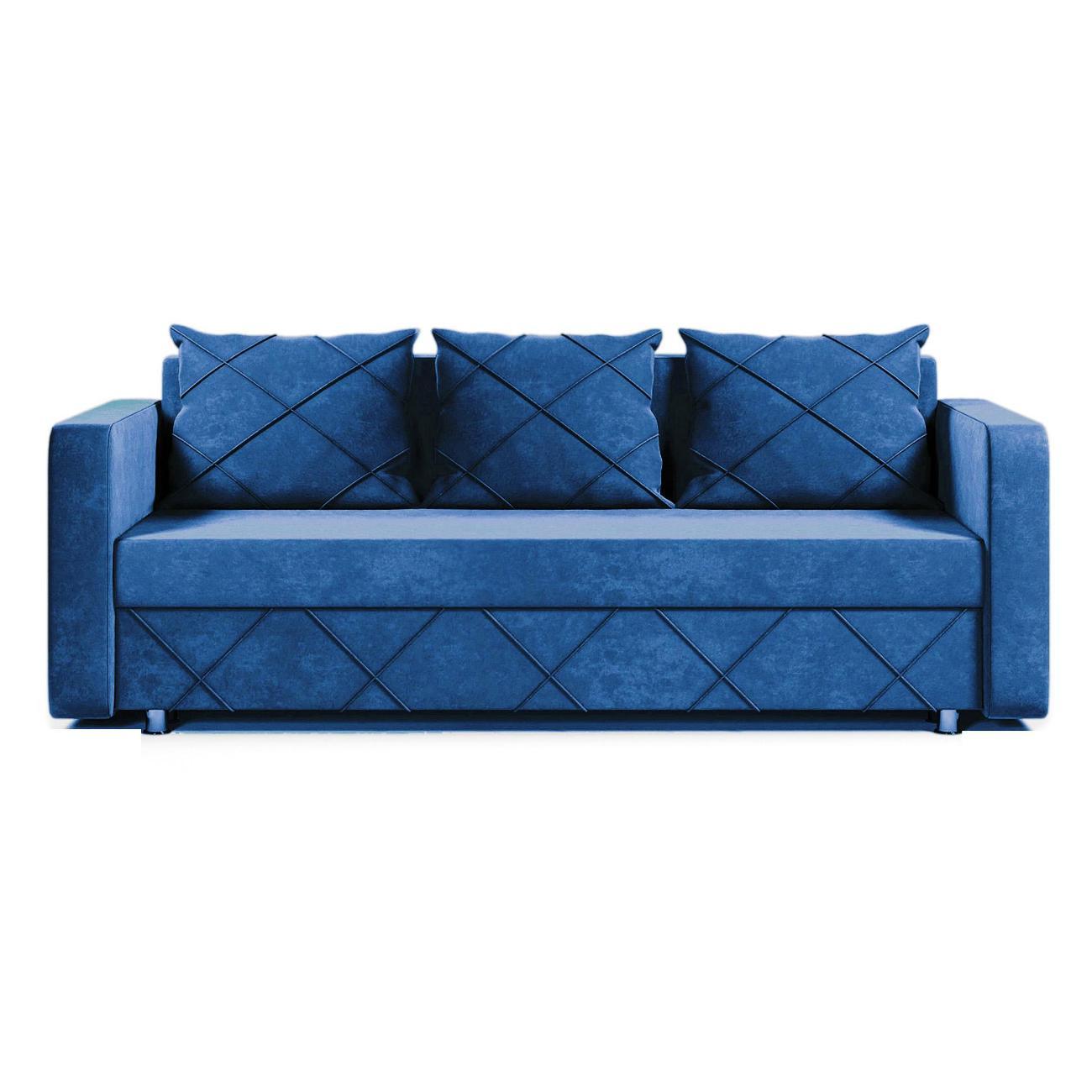 Диван МЕБЛАЙНС Стелла прямой раскладной, велюр синий, 145