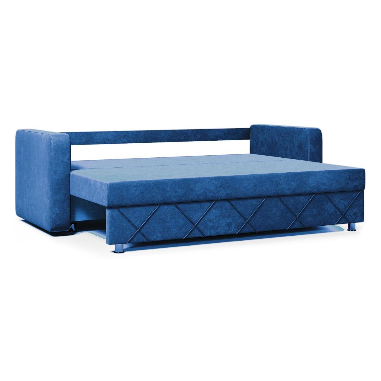 Диван МЕБЛАЙНС Стелла прямой раскладной, велюр синий, 145