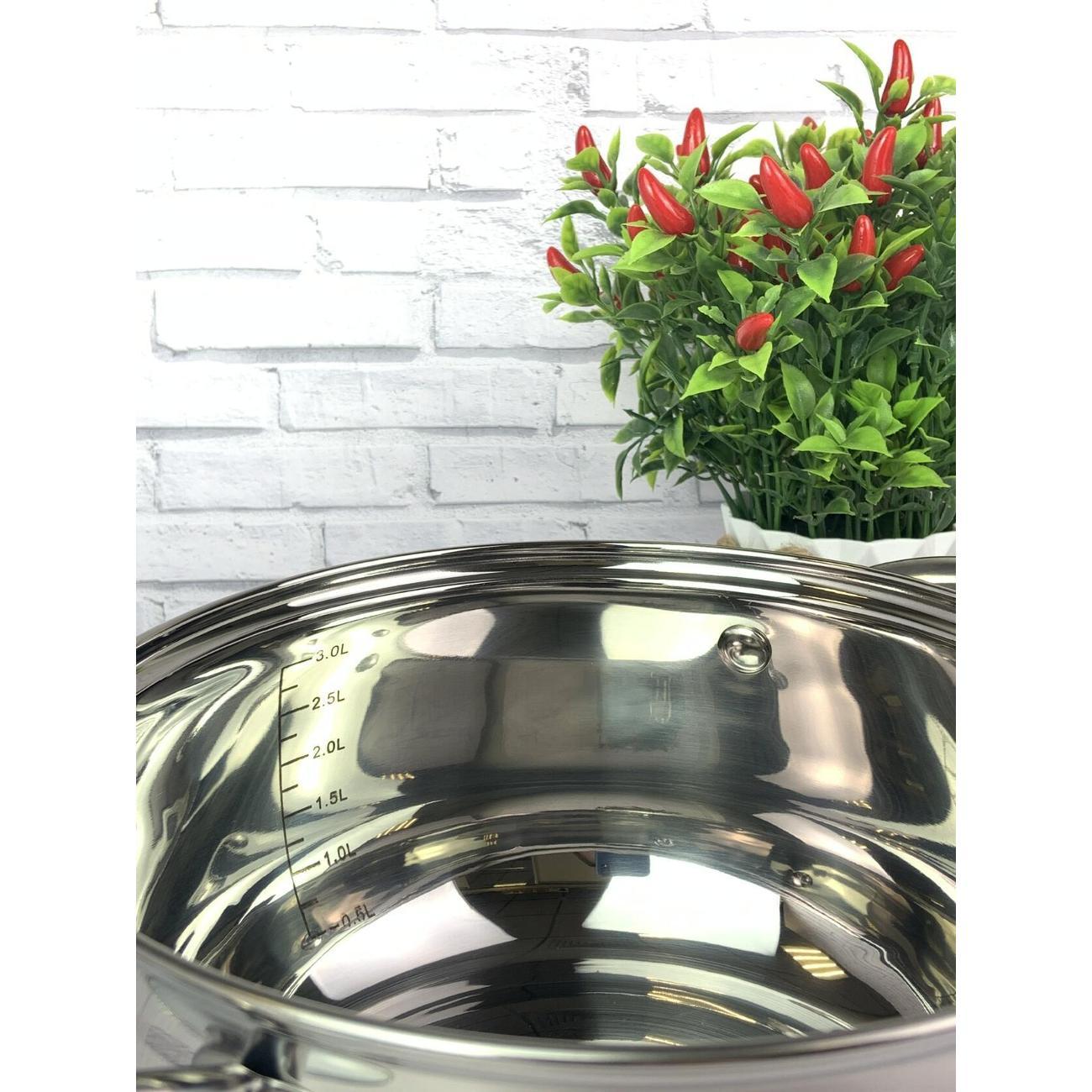 Кастрюля Мерали 3,5 л с крышкой из нержавеющей стали