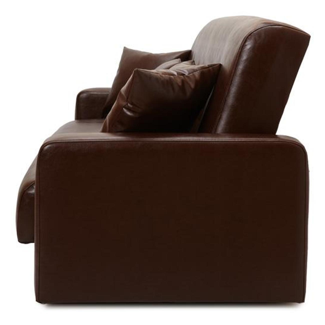 Диван МЕБЛАЙНС Аккорд прямой раскладной, экокожа коричневая, 120