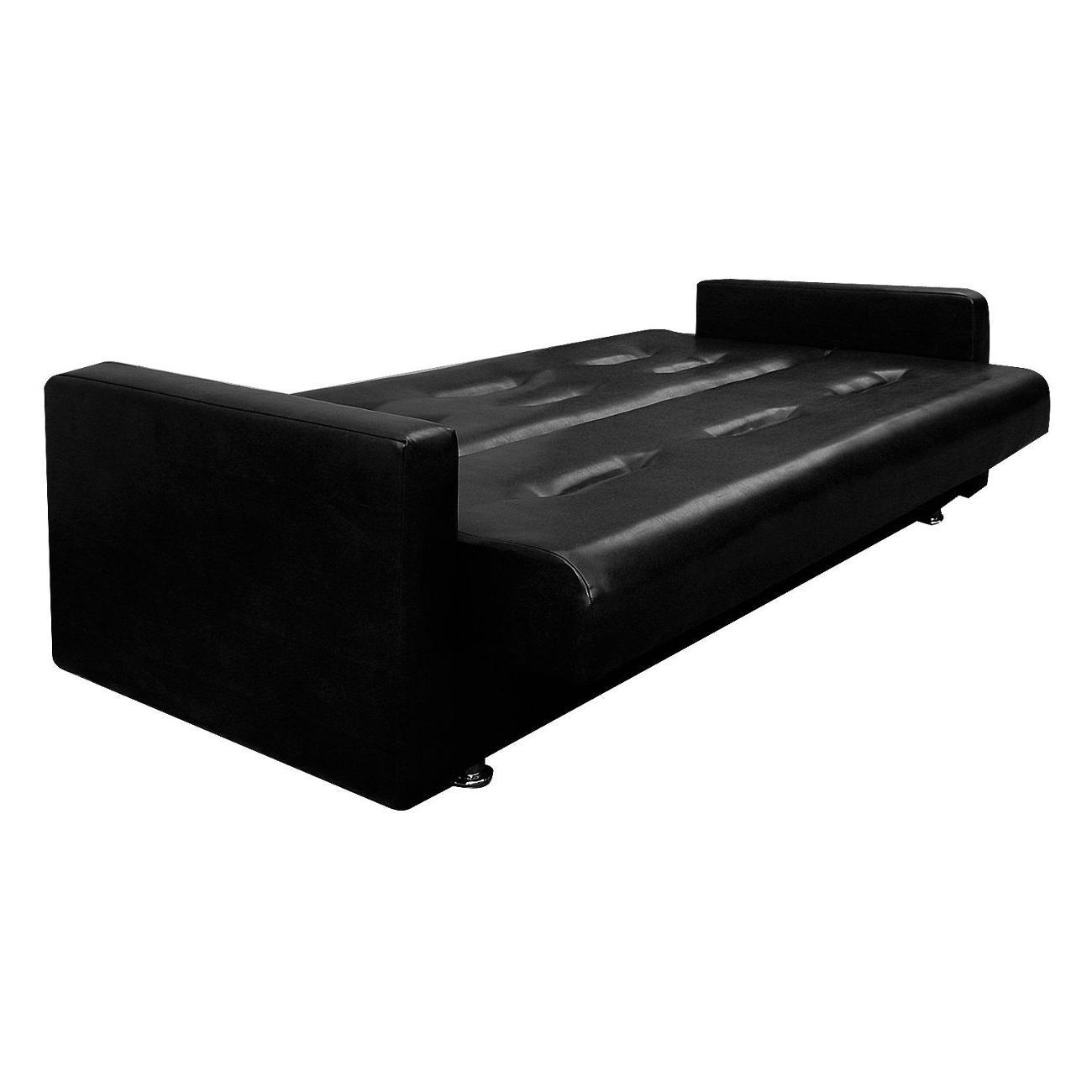 Диван МЕБЛАЙНС Аккорд прямой раскладной, экокожа черная, 120