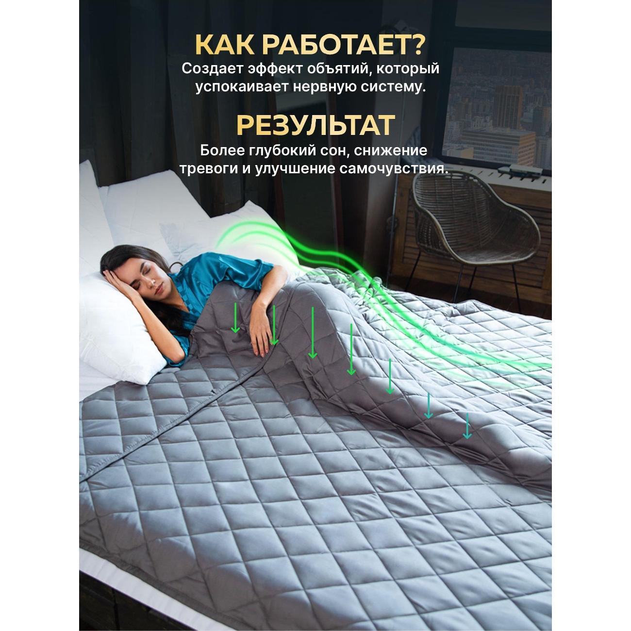 Одеяло WELLINAGRAVITY тяжелое 12 кг 200х220 евро графитовое