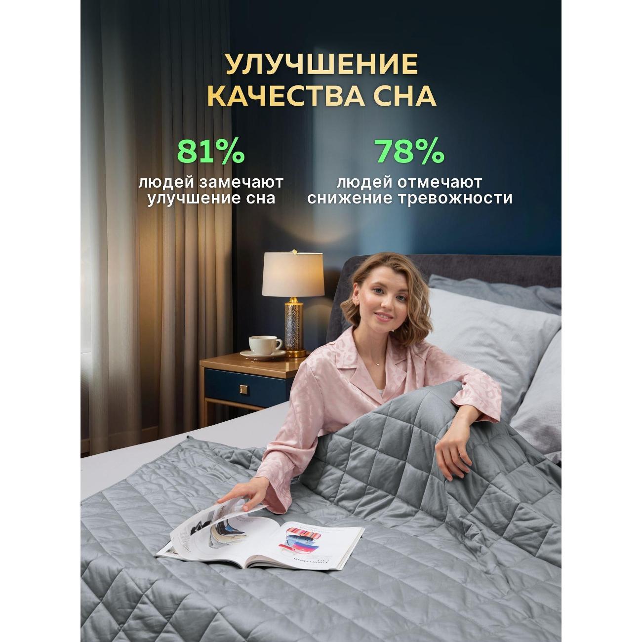 Одеяло WELLINAGRAVITY тяжелое 12 кг 200х220 евро графитовое