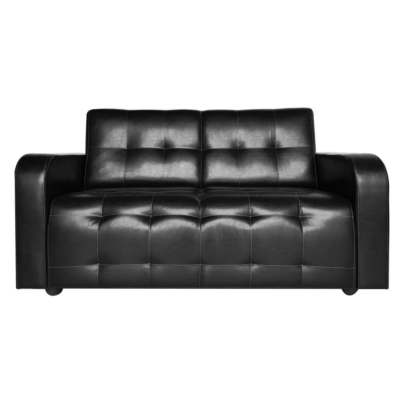 Диван МЕБЛАЙНС Оксфорд прямой нераскладной, экокожа черная, без с/м