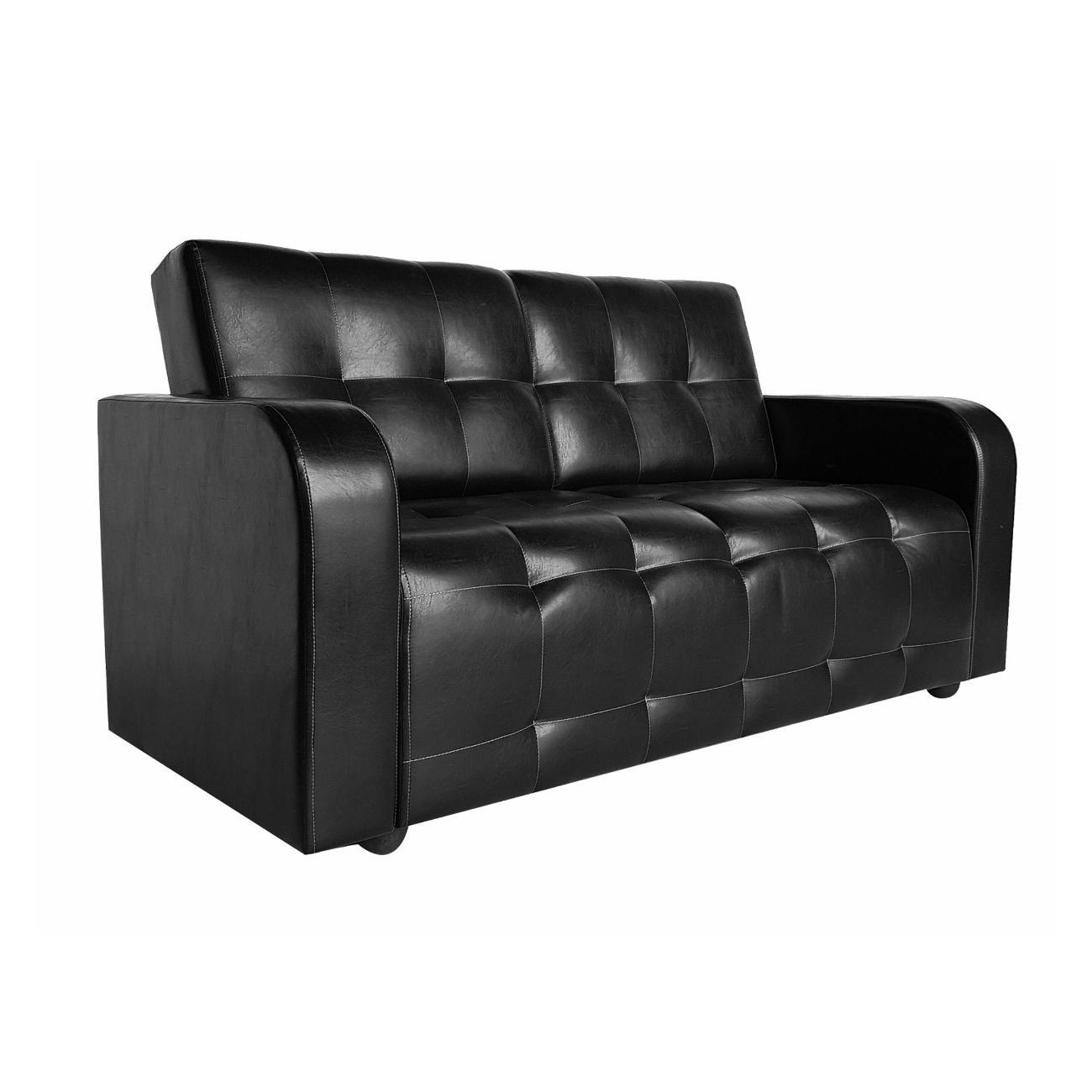 Диван МЕБЛАЙНС Оксфорд прямой нераскладной, экокожа черная, без с/м