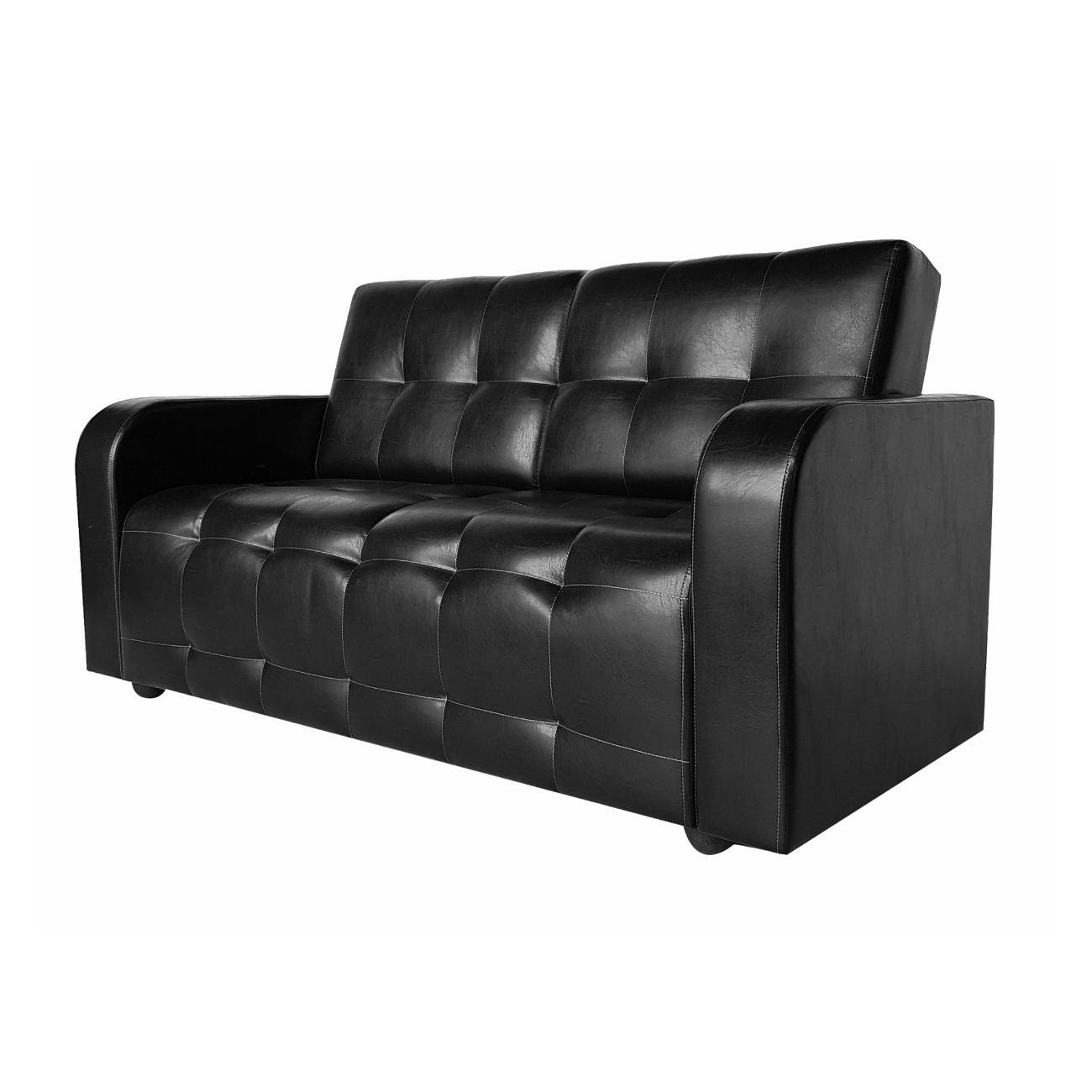 Диван МЕБЛАЙНС Оксфорд прямой нераскладной, экокожа черная, без с/м