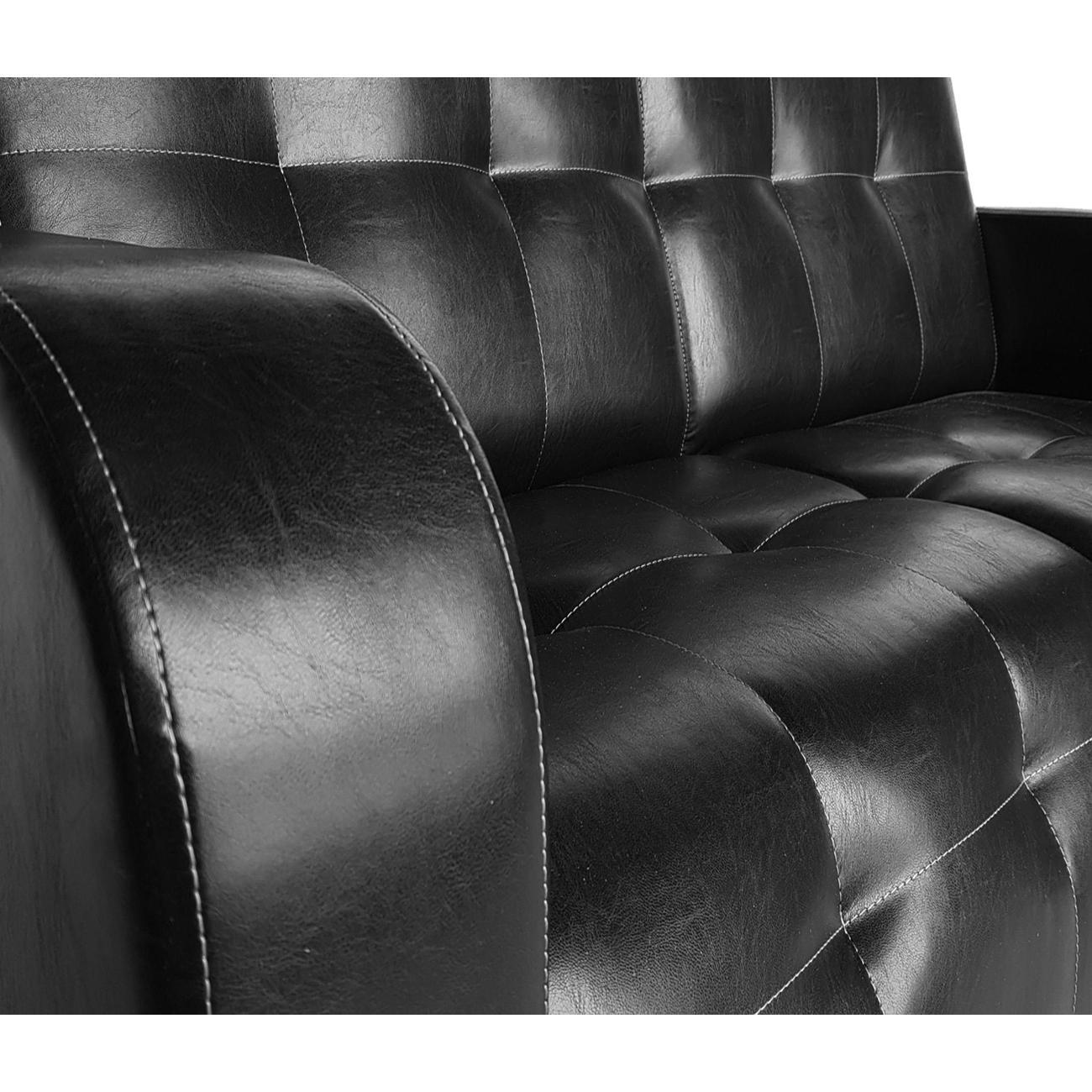 Диван МЕБЛАЙНС Оксфорд прямой нераскладной, экокожа черная, без с/м