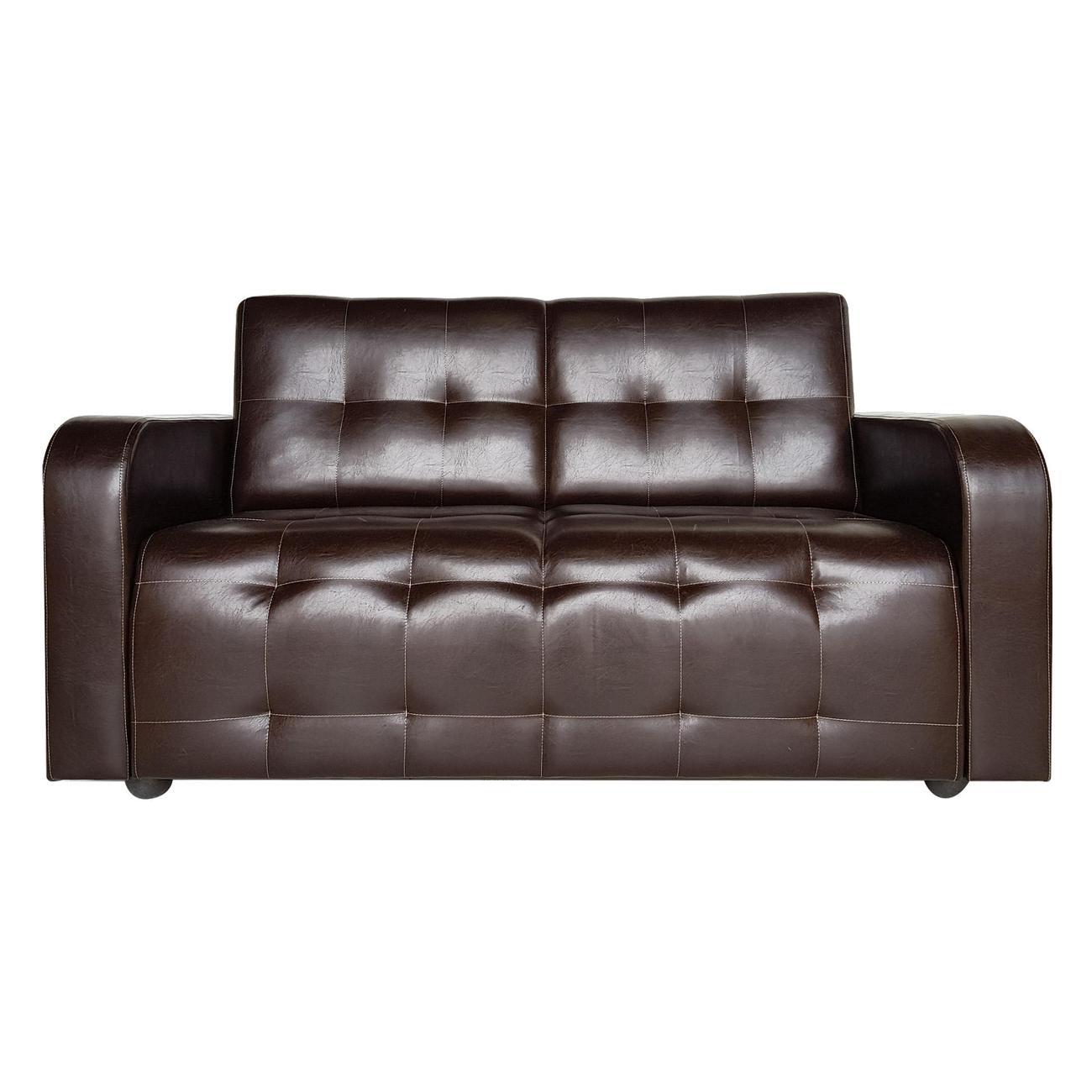 Диван МЕБЛАЙНС Оксфорд прямой нераскладной, экокожа коричневая, без с/м
