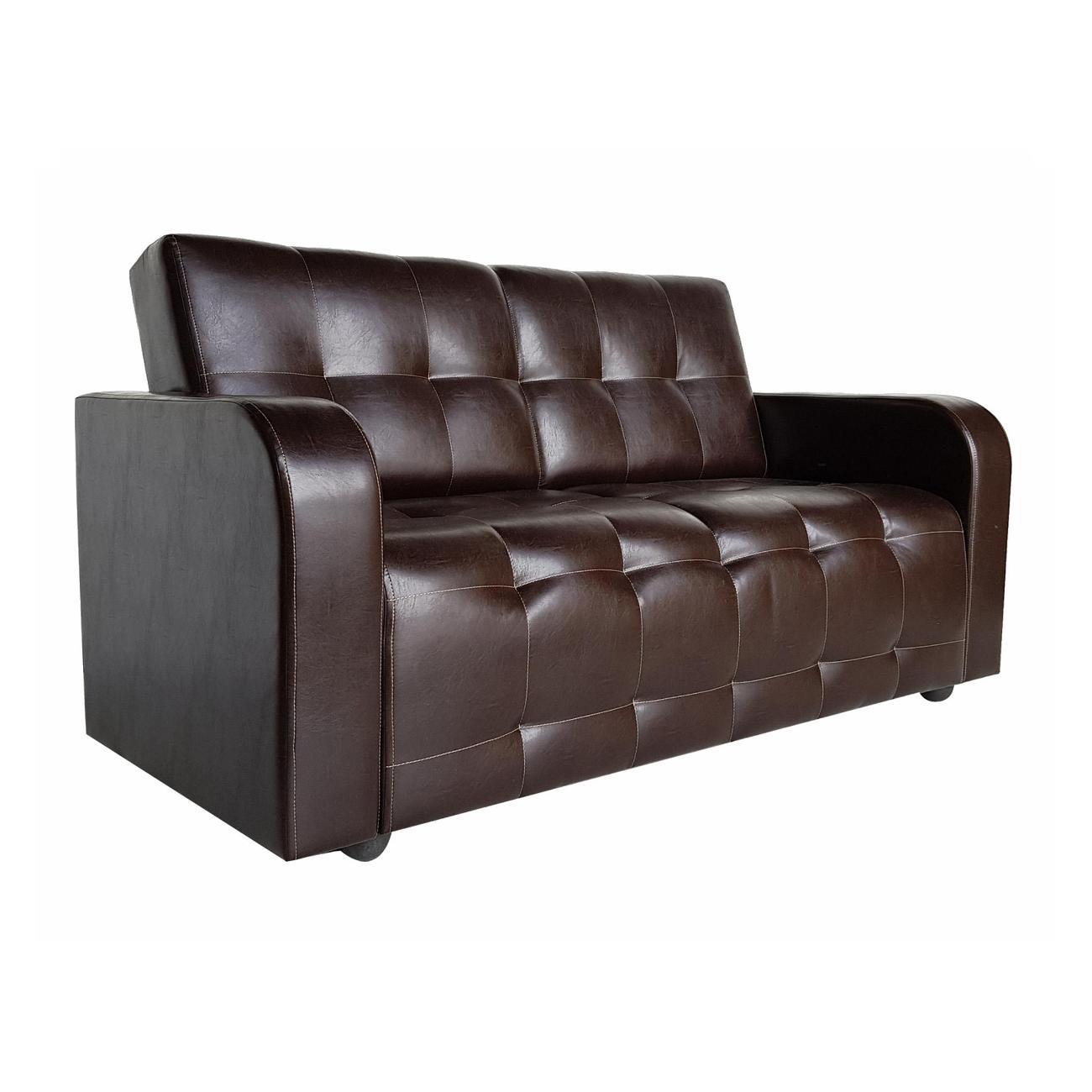 Диван МЕБЛАЙНС Оксфорд прямой нераскладной, экокожа коричневая, без с/м