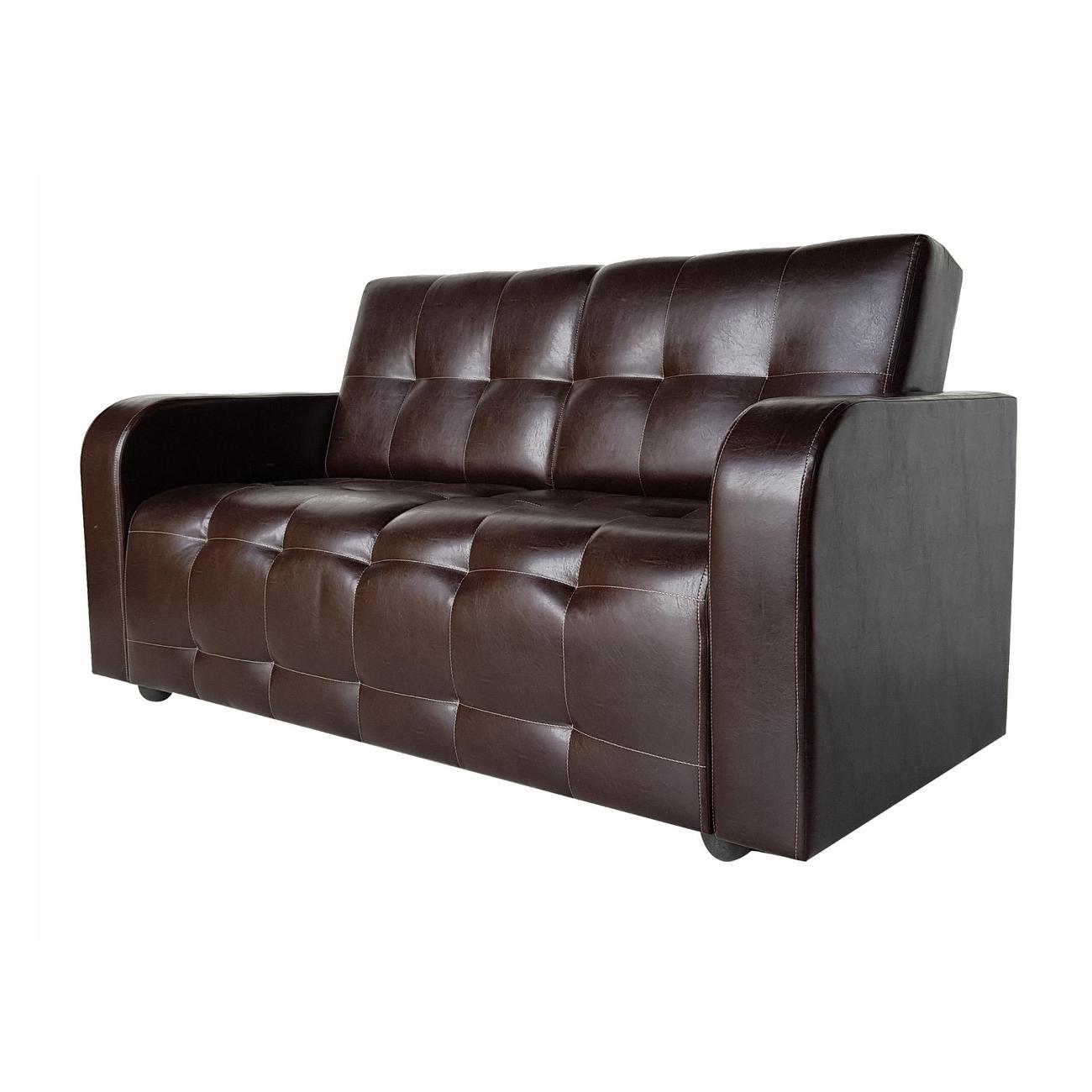 Диван МЕБЛАЙНС Оксфорд прямой нераскладной, экокожа коричневая, без с/м